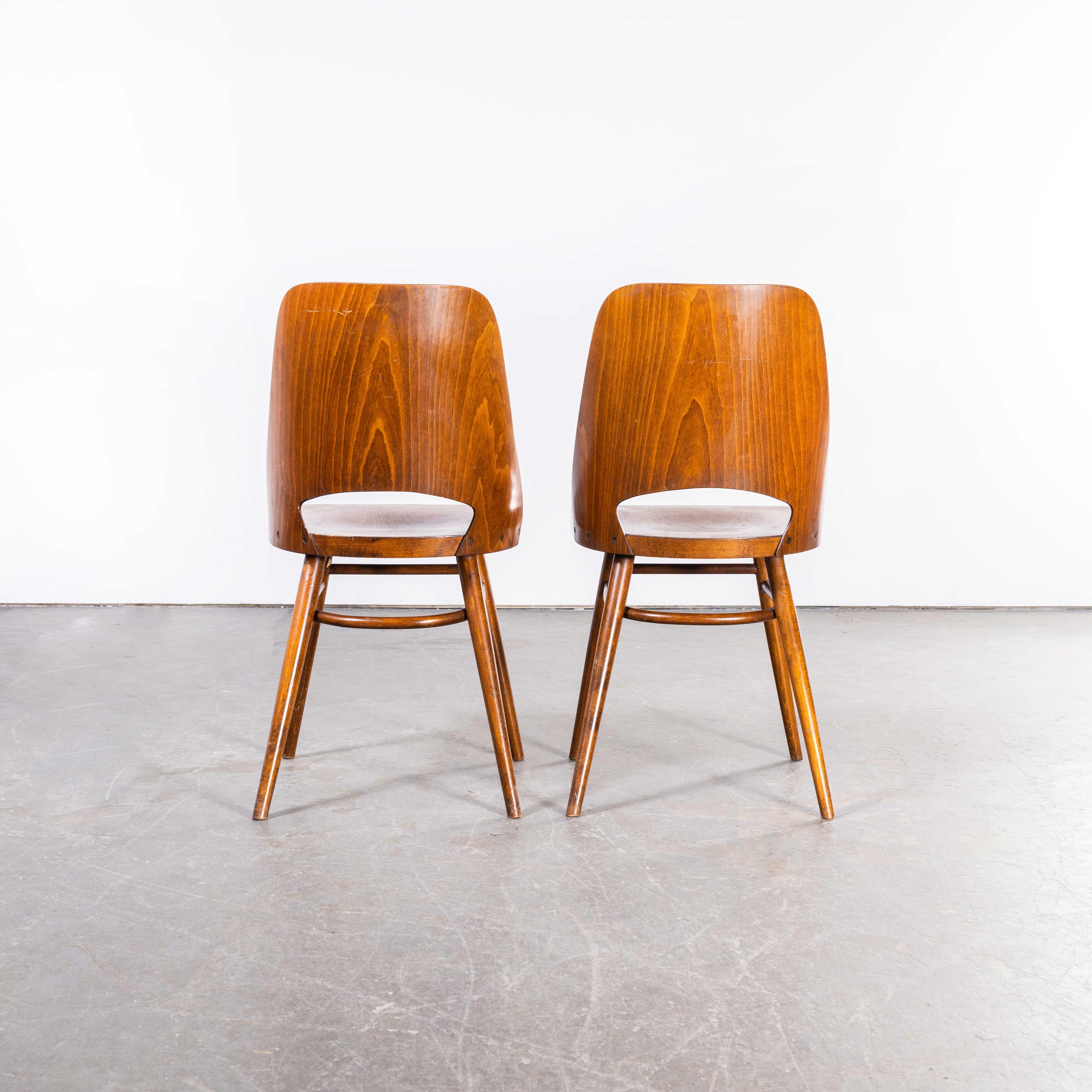 1950's Honey Beech Dining Chairs By Radomir Hoffman - Pair For Sale 4