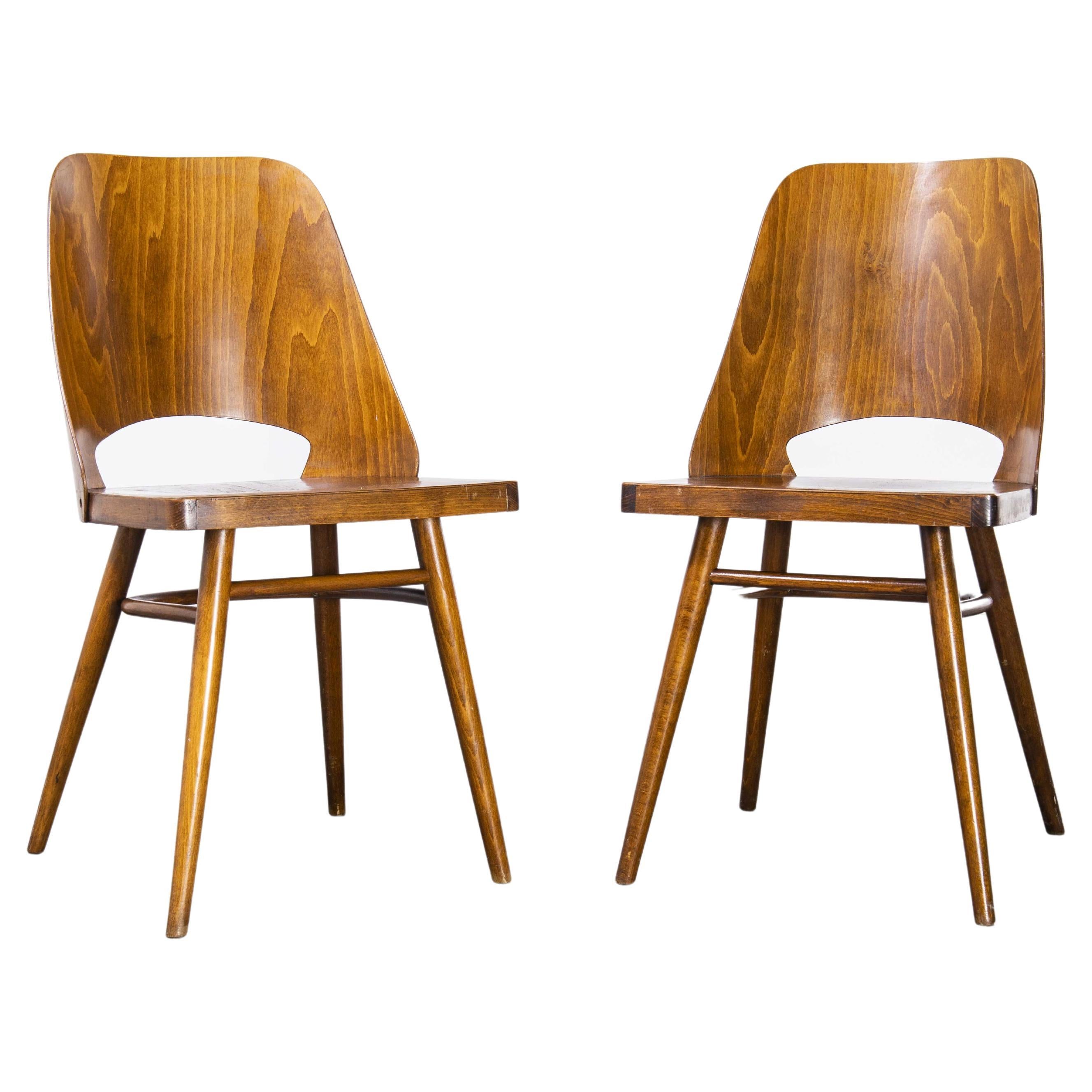 1950's Honey Beech Dining Chairs by Radomir Hoffman, Pair For Sale