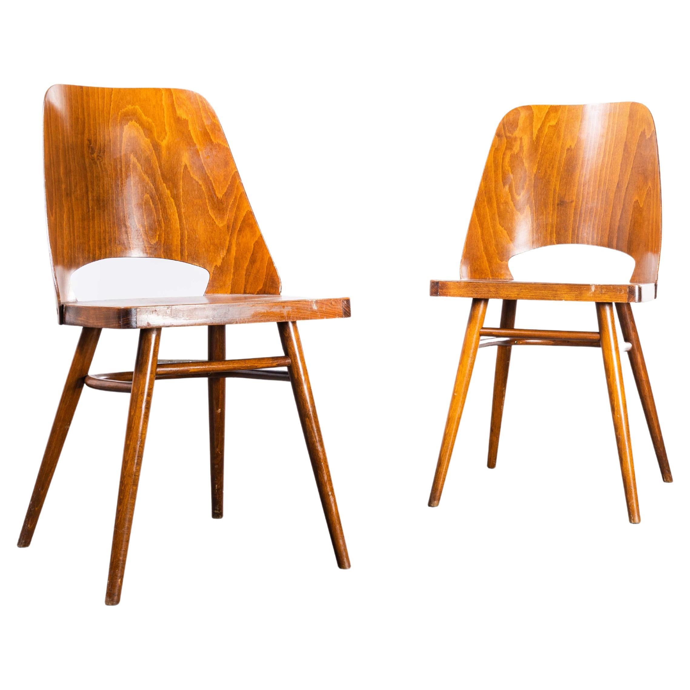 1950's Honey Beech Dining Chairs By Radomir Hoffman - Pair For Sale