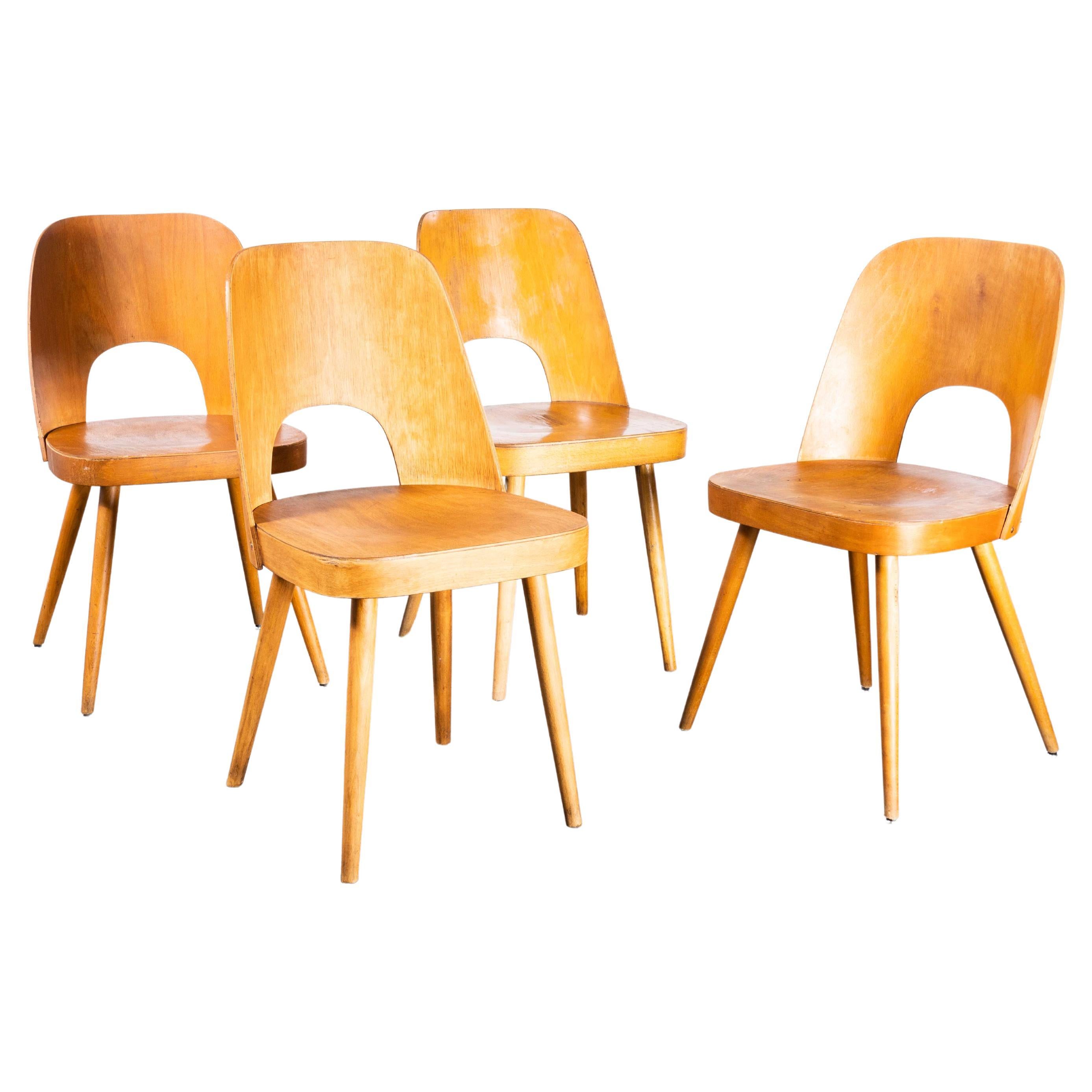 1950's Honey Beech Side Chairs - Oswald Haerdtl Model 515 - Set Of Four For Sale