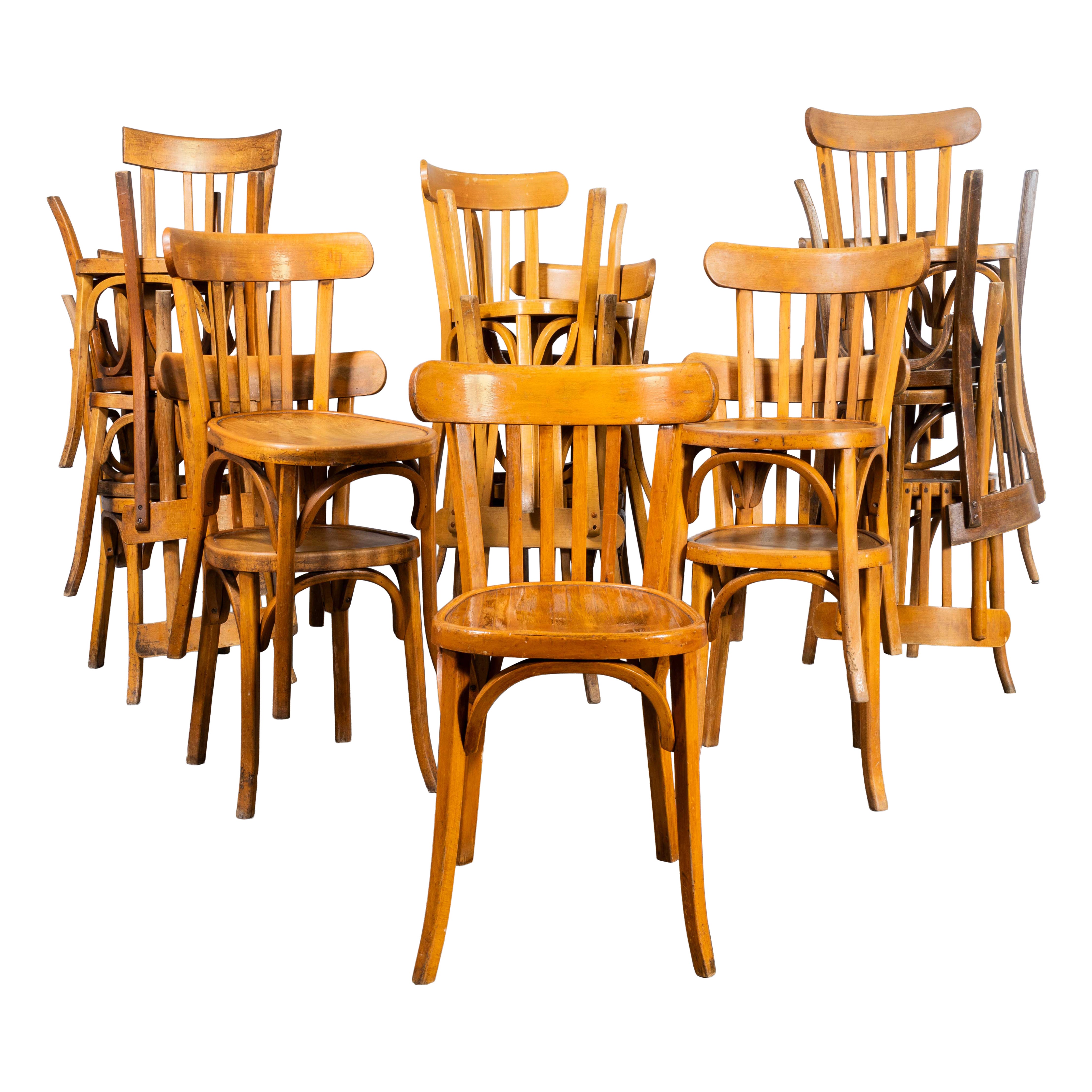 1950's Honey Colour Baumann Bentwood Dining Chairs - Good Quantity Available For Sale