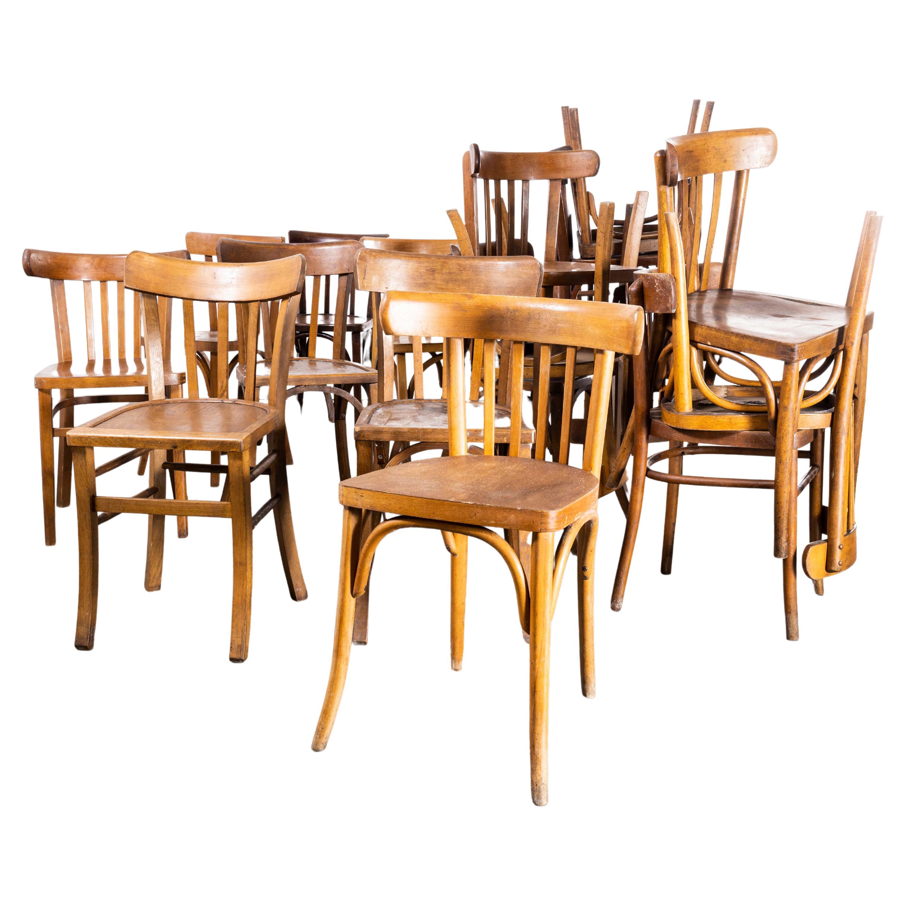 1950s Honey Colour Baumann Bentwood Dining Chairs, Harlequin Set of