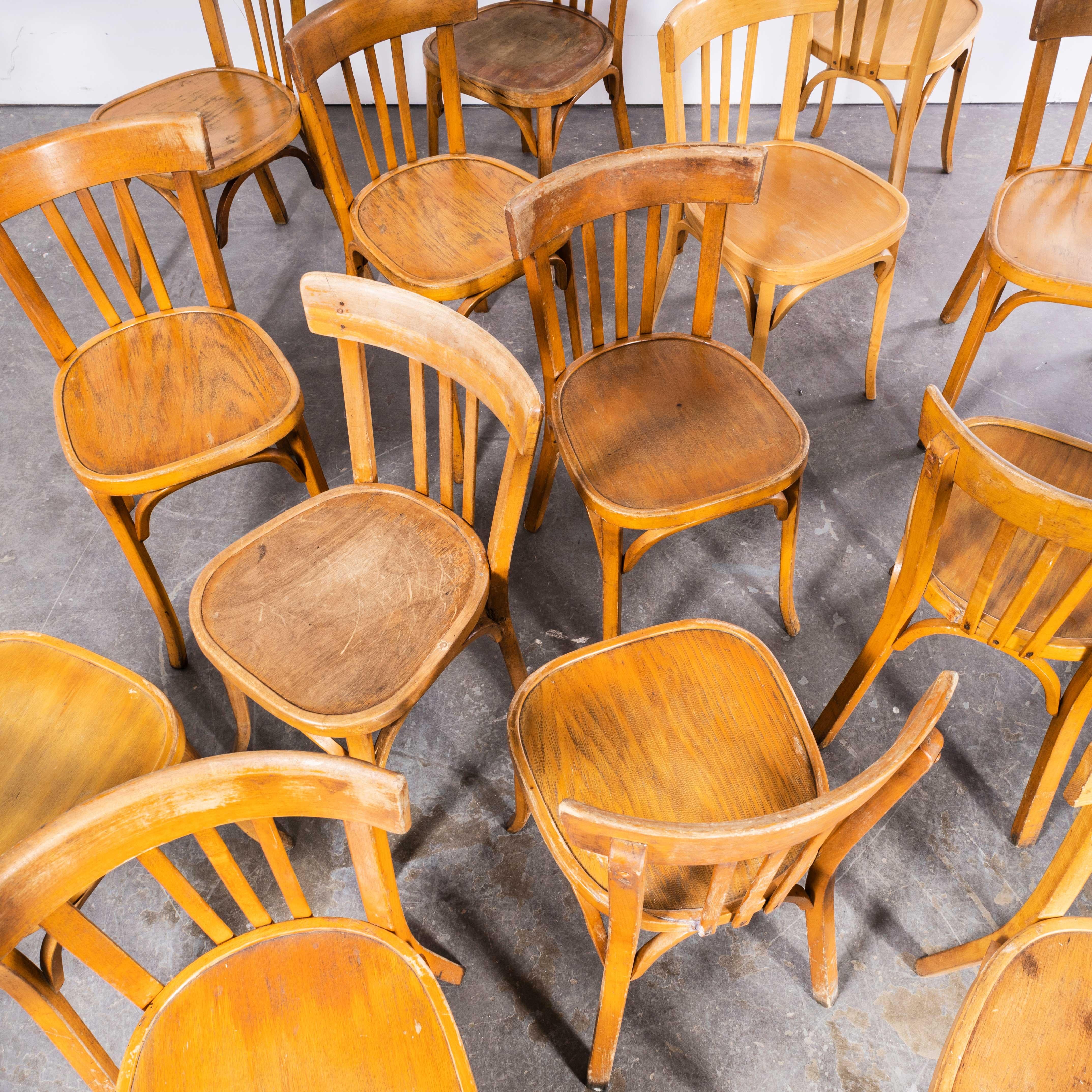 1950s Honey Colour Baumann Bentwood Dining Chairs, Harlequin Set of Fourteen For Sale 1