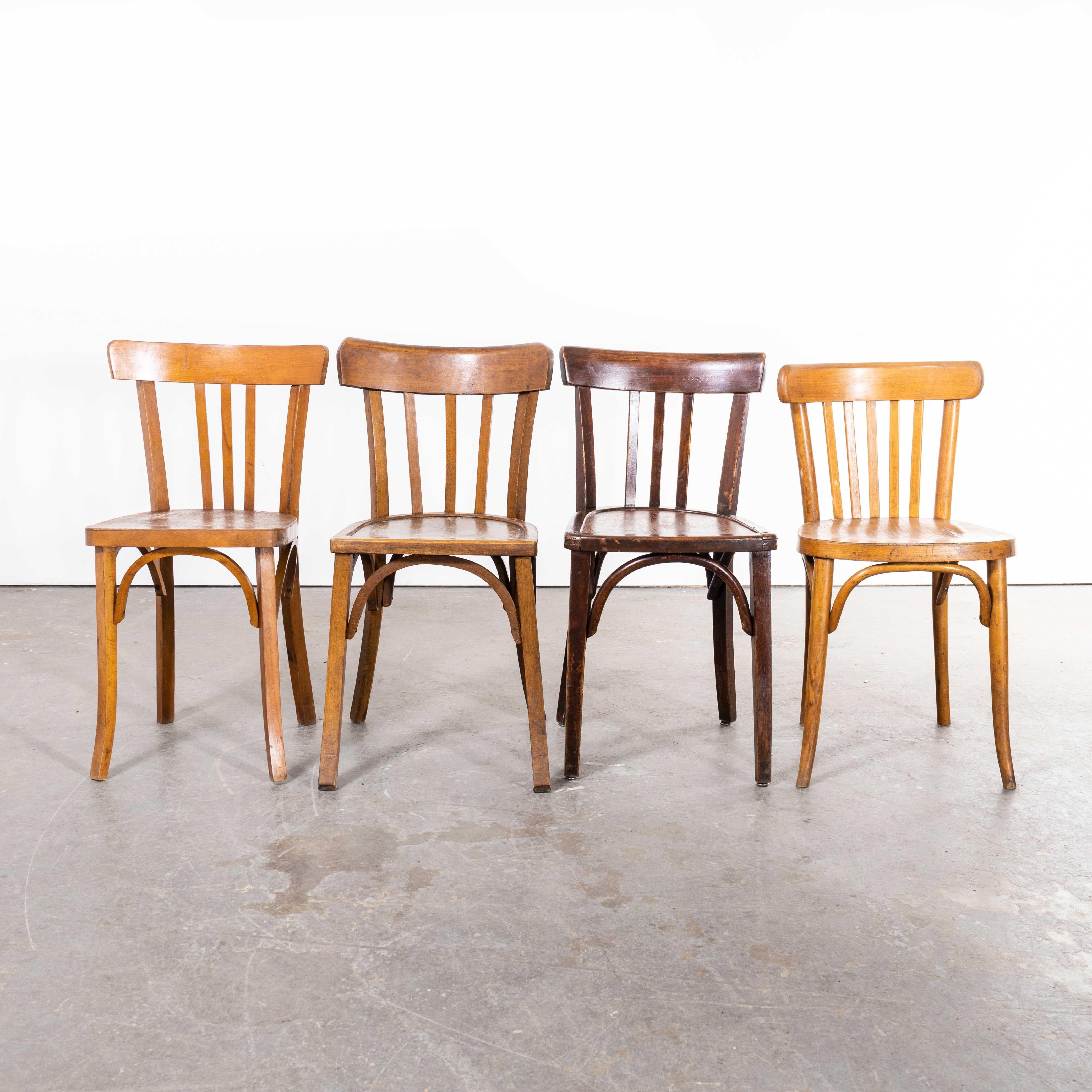 Mid-20th Century 1950s Honey Colour Baumann Bentwood Dining Chairs, Harlequin - Set of Ten