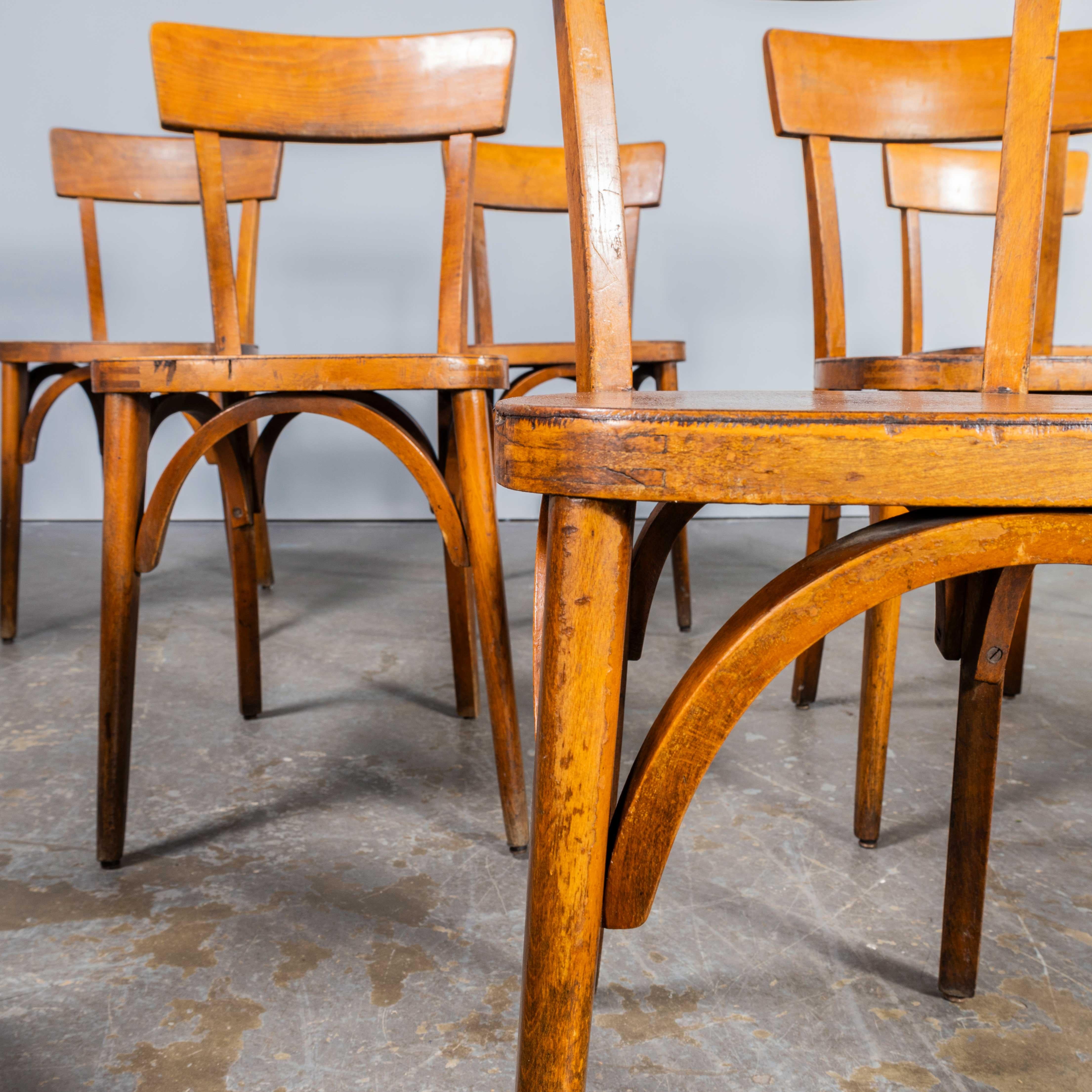 1950's Honey Farbe Baumann Bugholz Esszimmerstühle - Satz von neun im Angebot 5