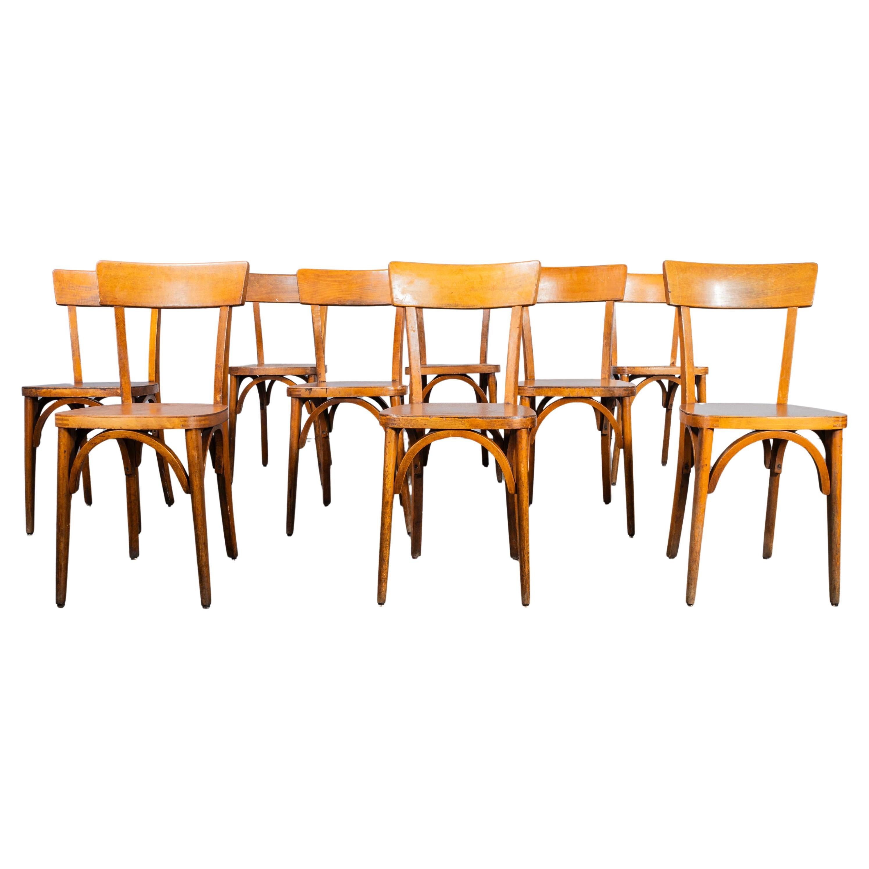 Chaises de salle à manger Baumann en bois de couleur Honey des années 1950 - Ensemble de neuf chaises
