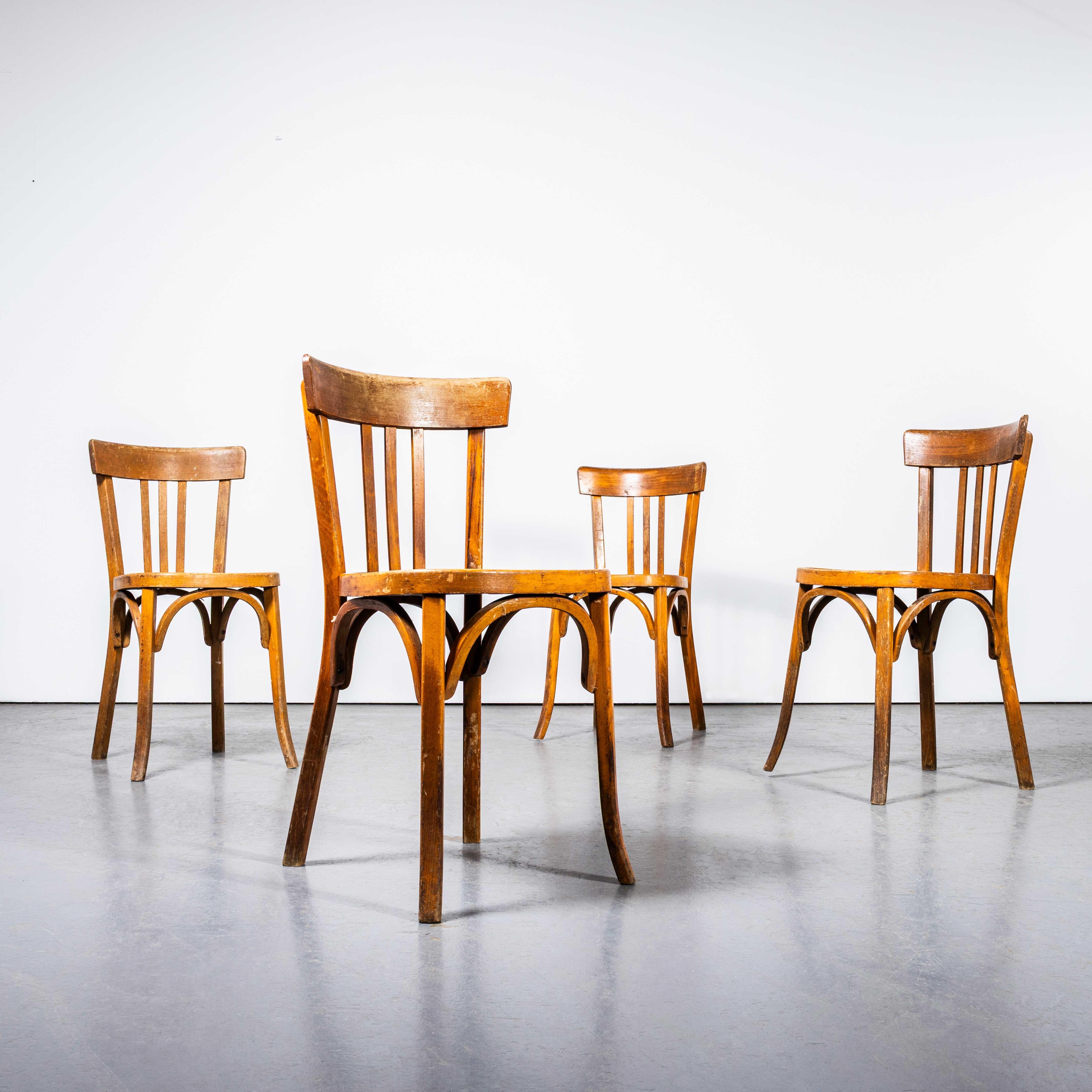 1950's Honey Oak Bentwood Baumann Dining Chairs - Set Of Four im Zustand „Gut“ im Angebot in Hook, Hampshire