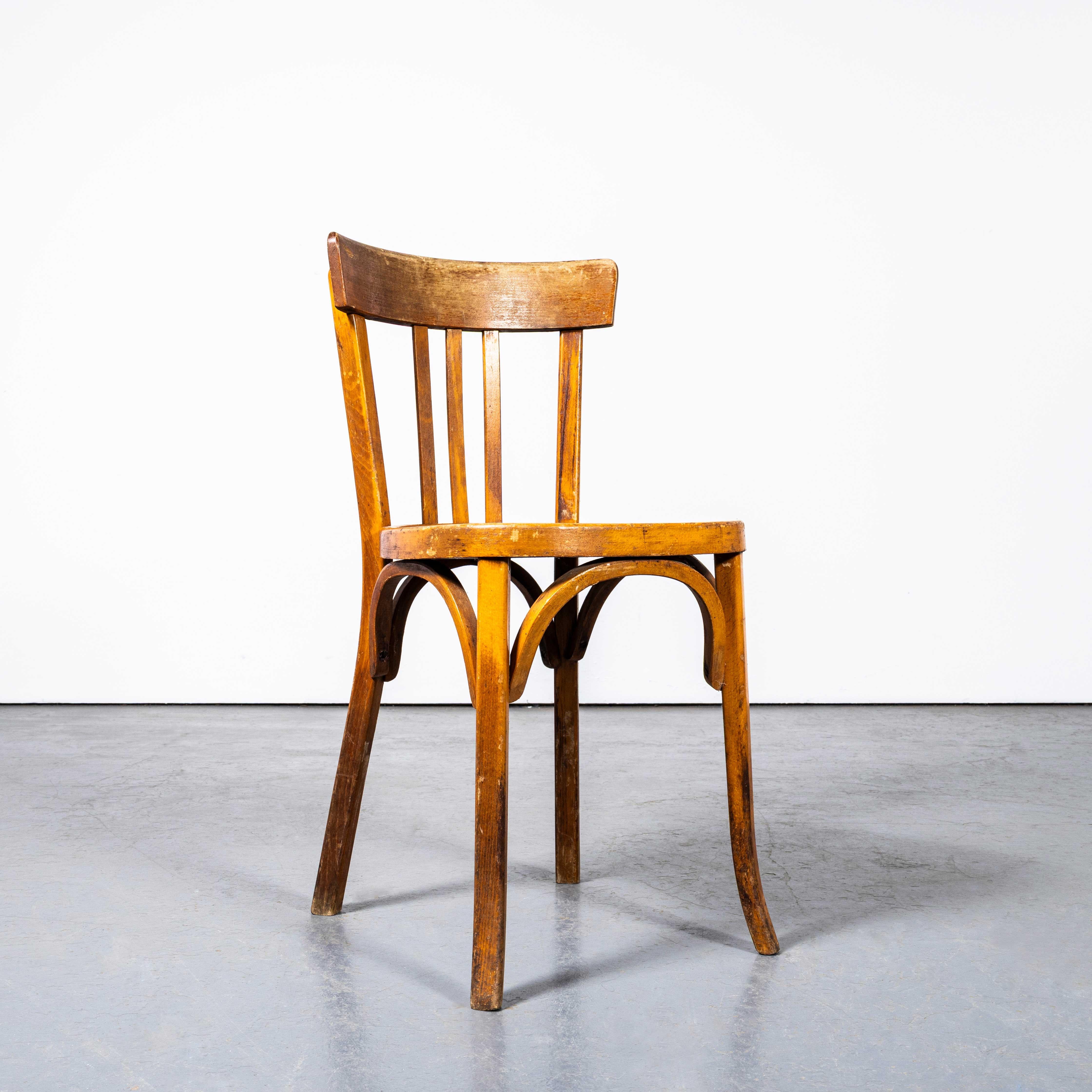 1950's Honey Oak Bentwood Baumann Dining Chairs - Set Of Four im Angebot 1