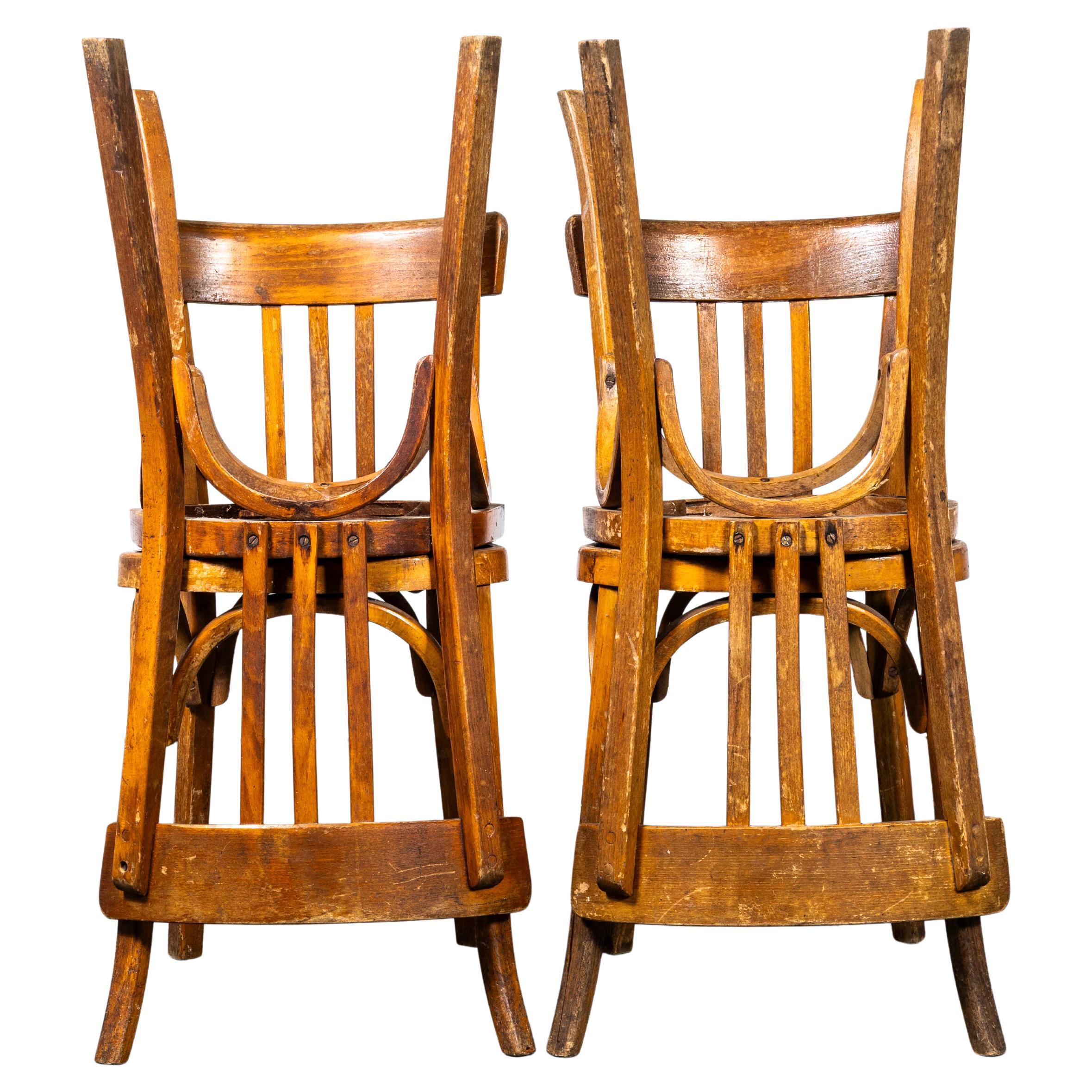 1950
s Honey Oak Bentwood Baumann Dining Chairs - Set Of Four
