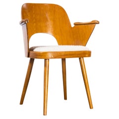Vintage 1950's, Honey Oak Side Chair, Oswald Haerdtl Upholstered Model 515