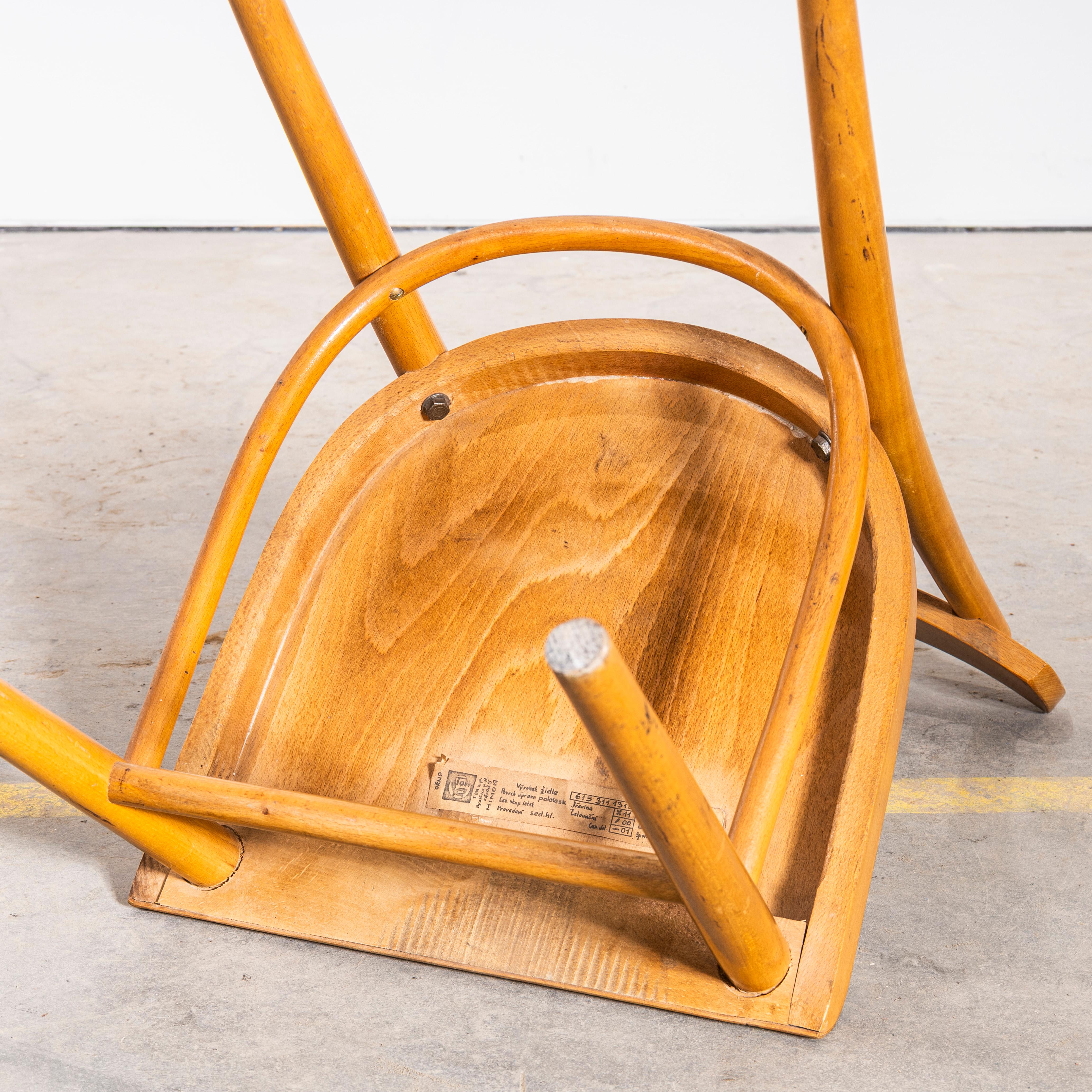 Sedie da pranzo a barra singola in Oak del 1950 con sedile piatto a bordi curvi - Coppia in vendita 4