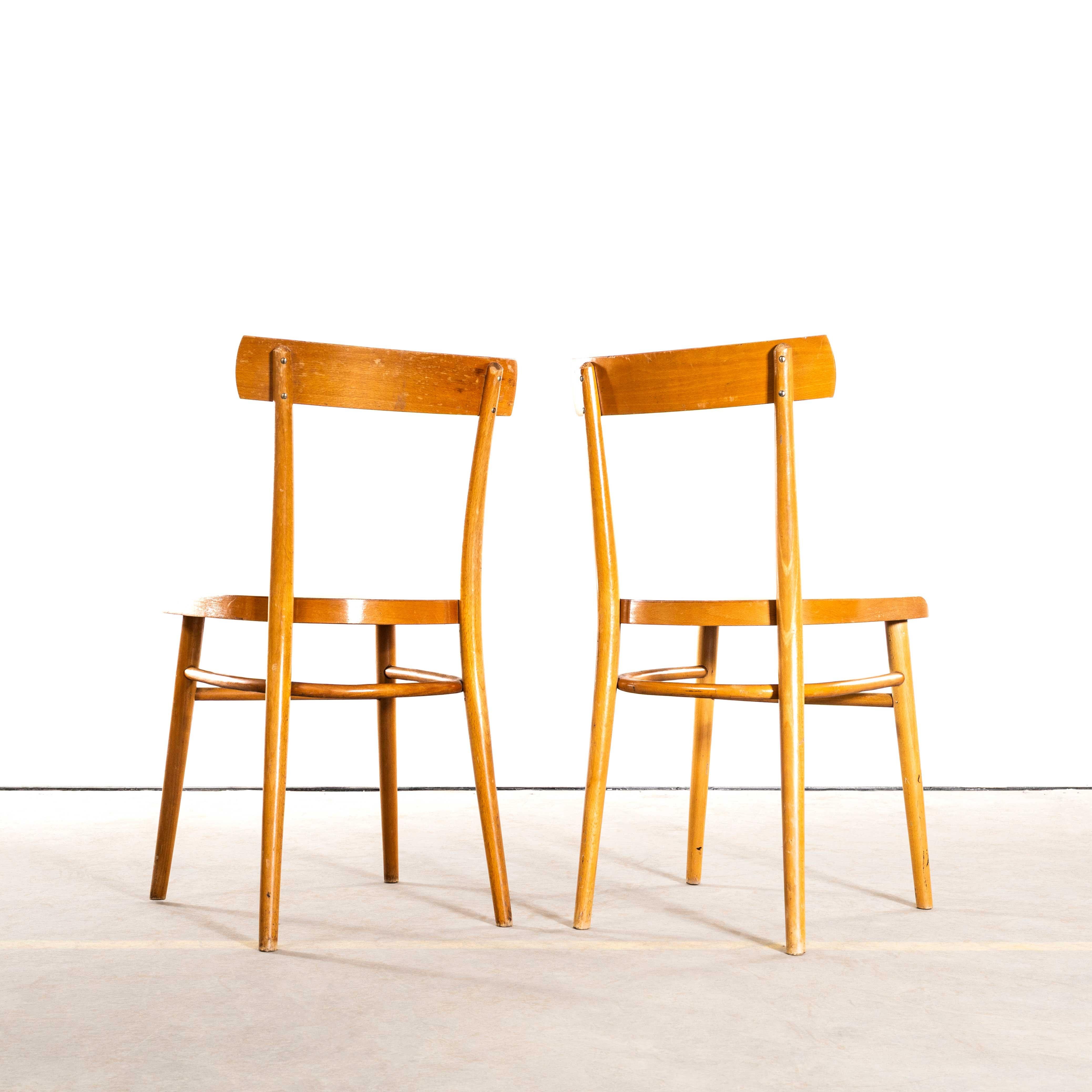 Quercia Sedie da pranzo a barra singola in Oak del 1950 con sedile piatto a bordi curvi - Coppia in vendita