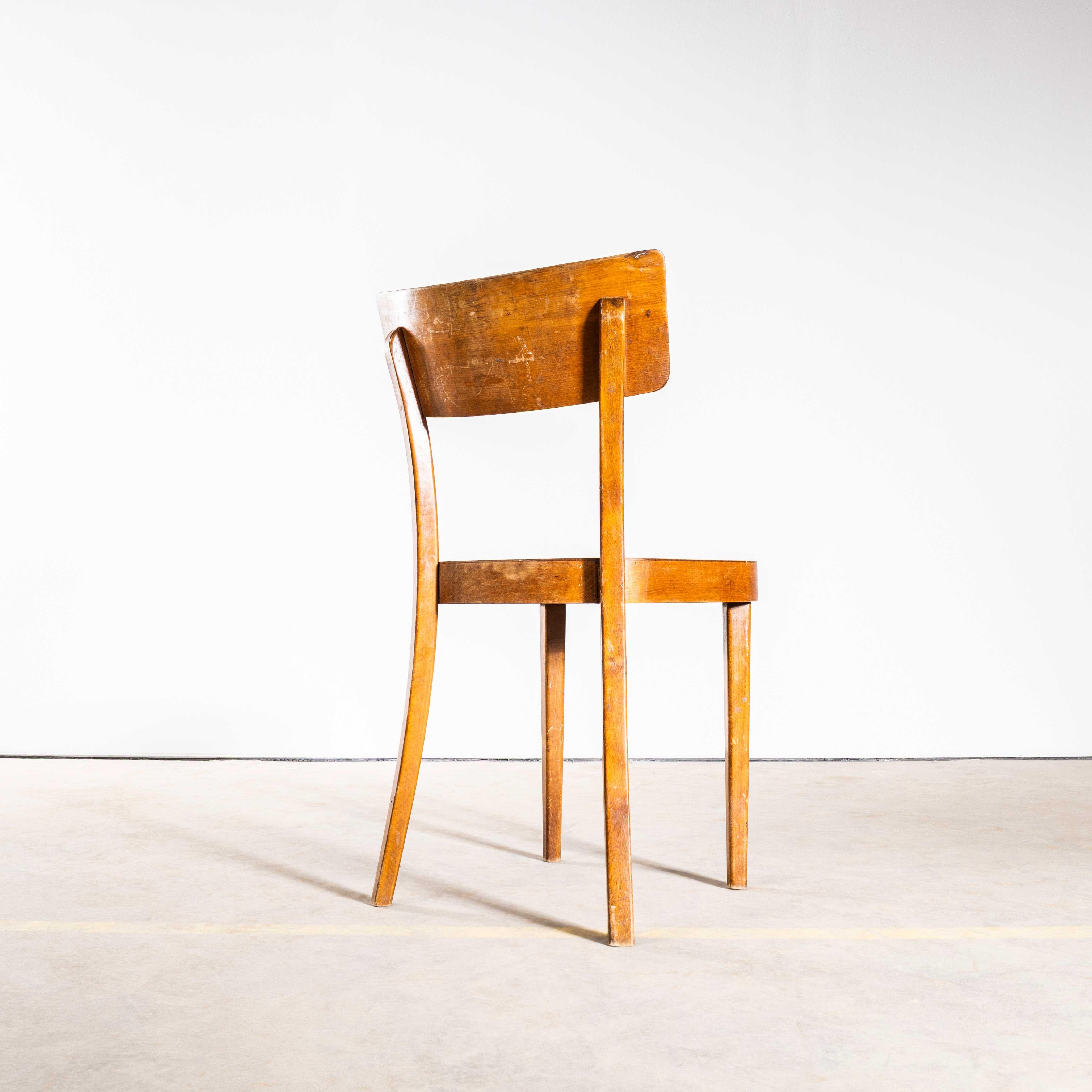 1950's Honey Oak Solid Backed Dining Chairs - Satz von vier im Angebot 1