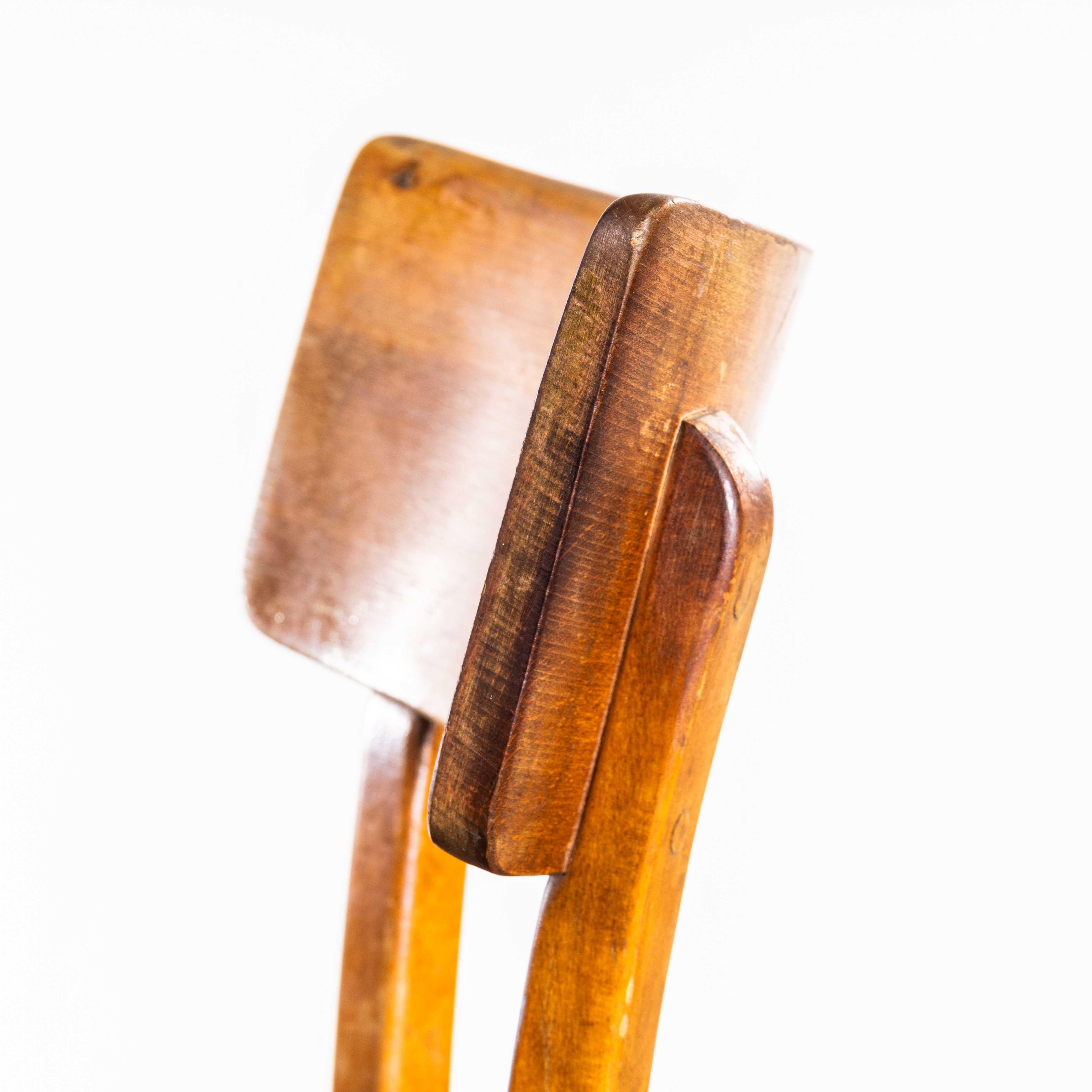 1950's Honey Oak Solid Backed Dining Chairs - Satz von vier im Angebot 2