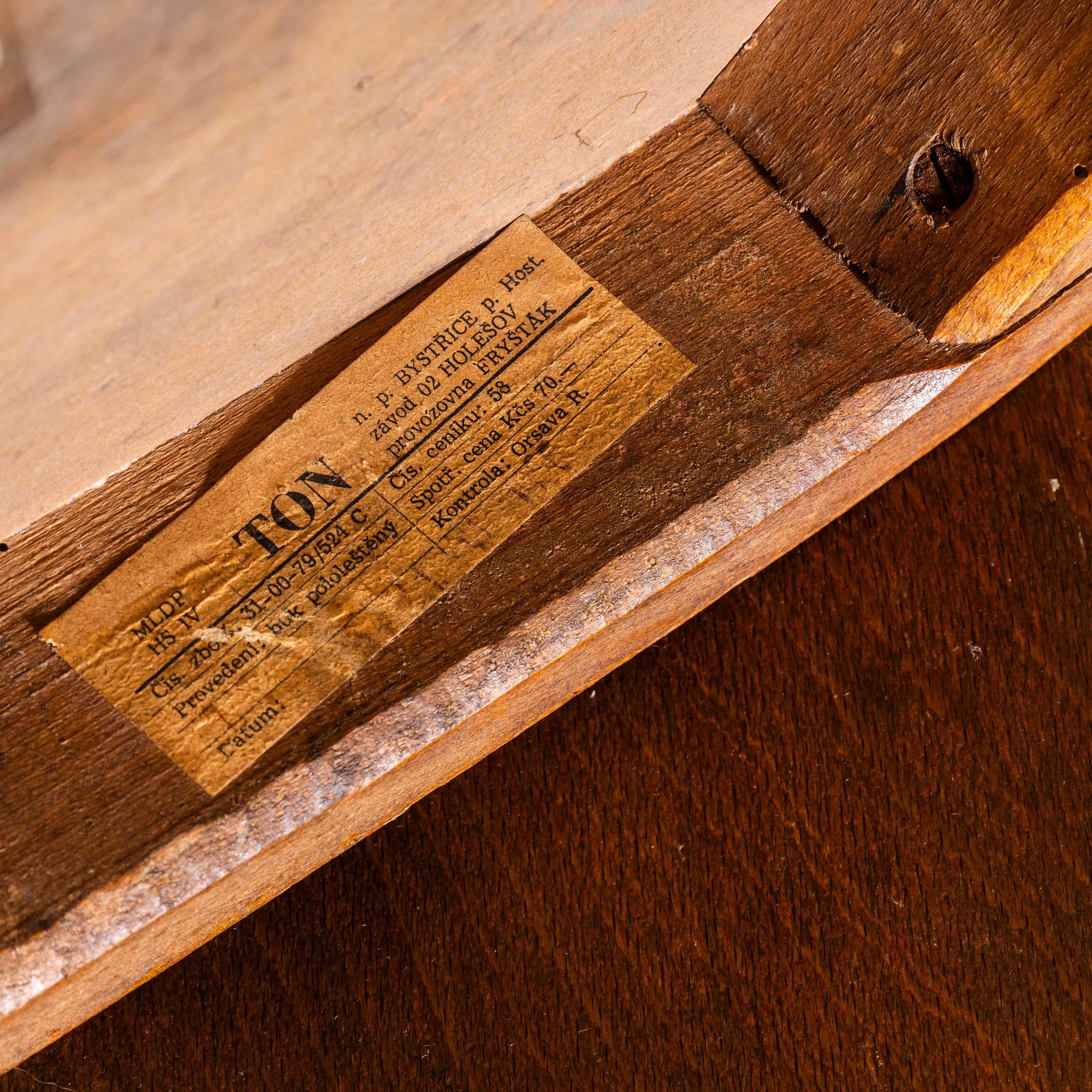 1950's Honey Oak Solid Backed Dining Chairs - Satz von vier im Angebot 3