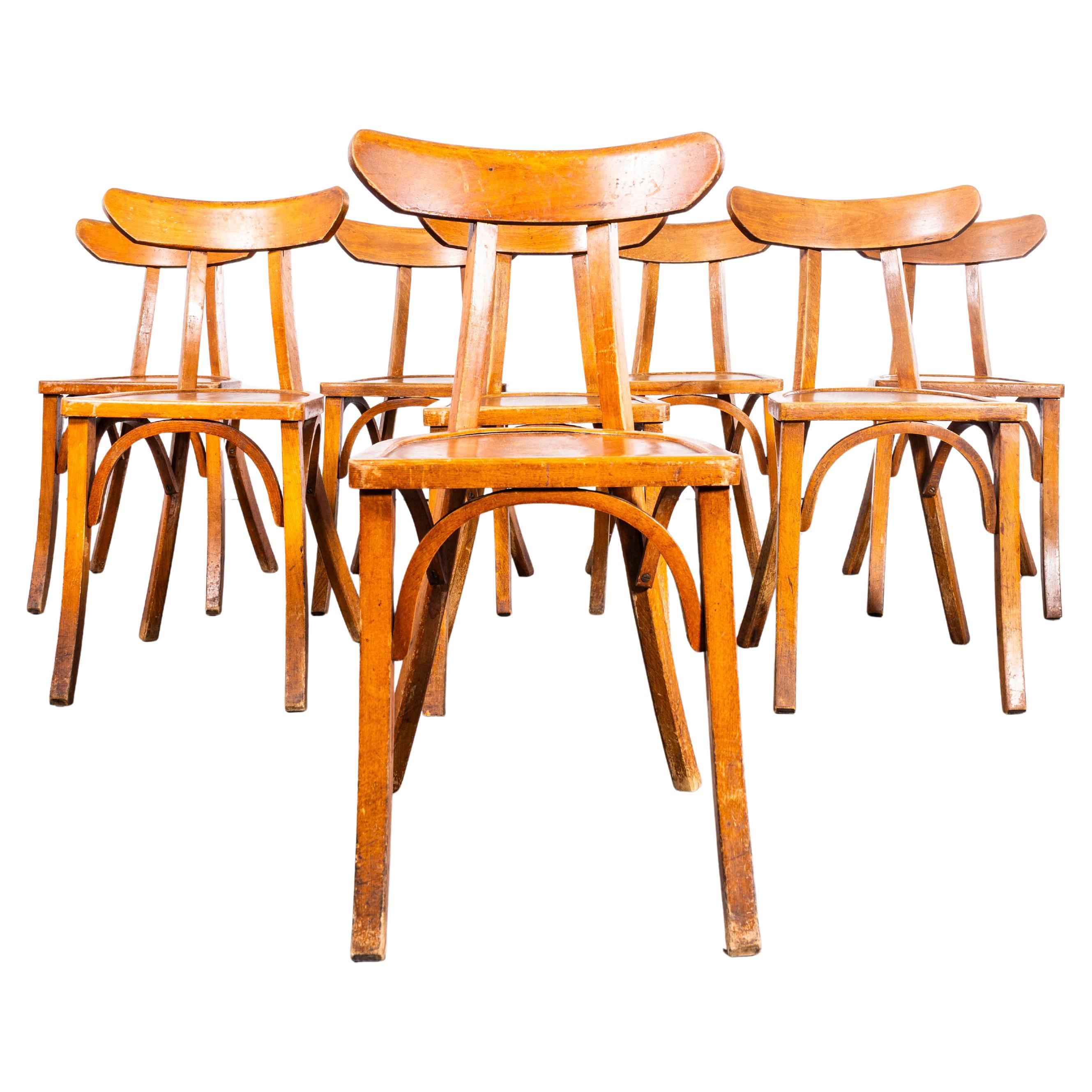1950's Honey Oak Whale Tail Dining Chair - Set Of Eight