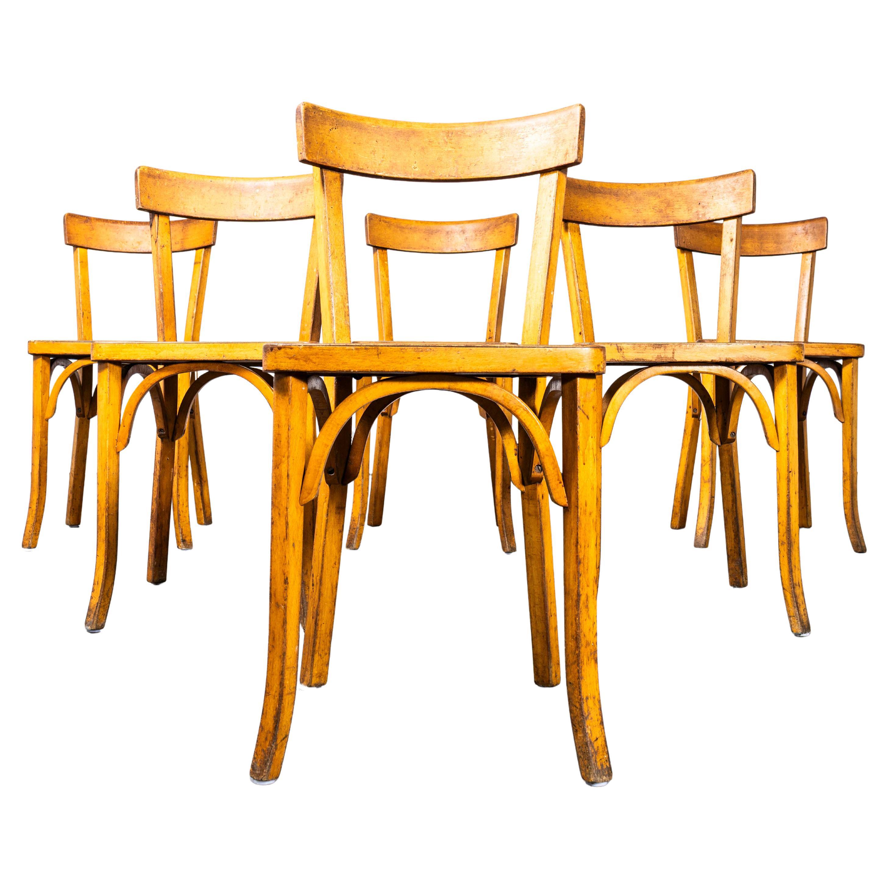 1950
s Honey Thin Slim Back Baumann Dining Chairs - Set Of Six