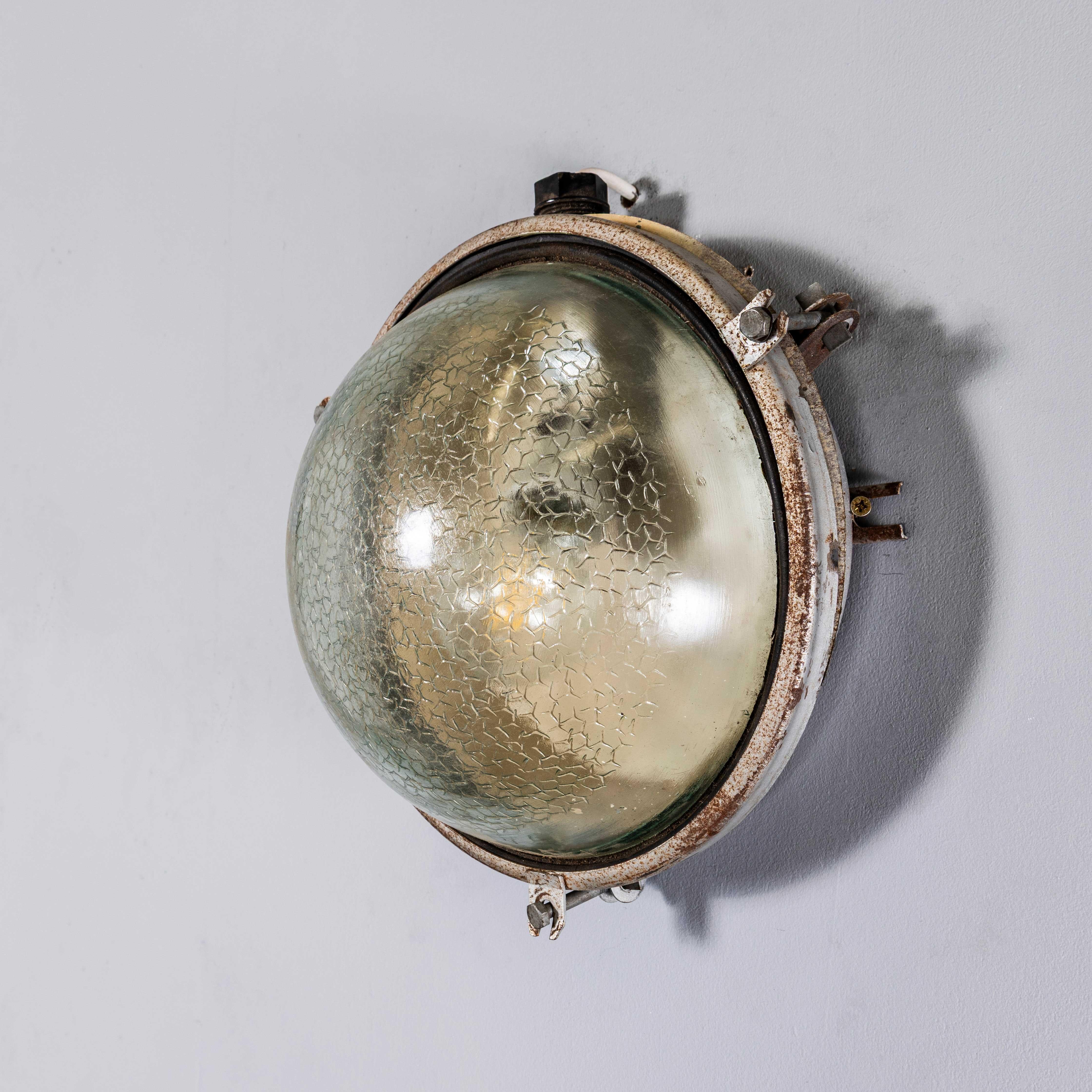 1950's Honeycomb Patterned Bulk Head Ceiling Or Wall Lamps - Pair For Sale 1