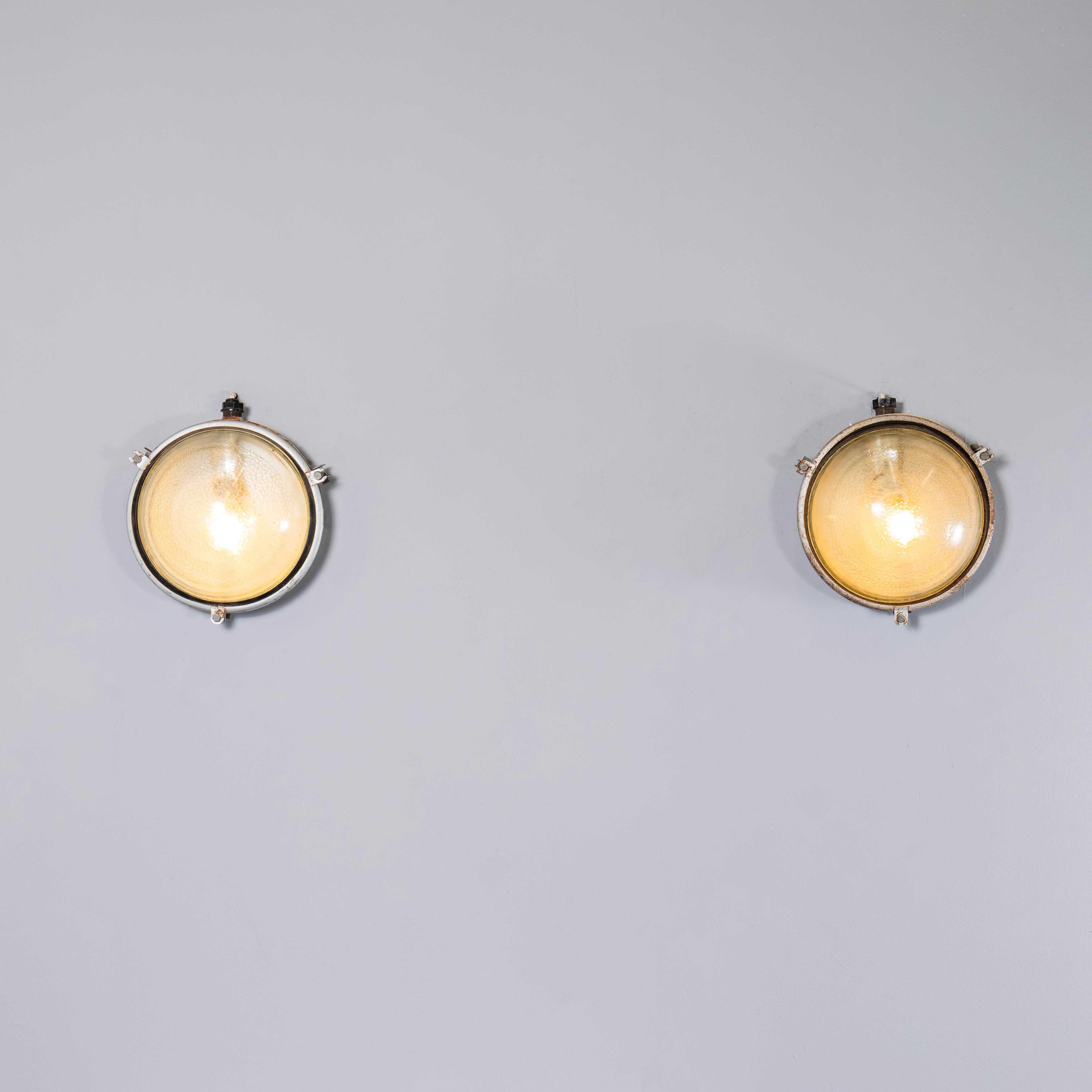 1950's Honeycomb Patterned Bulk Head Ceiling Or Wall Lamps - Pair For Sale 2