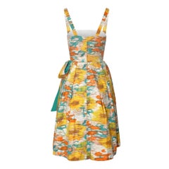 1950s Horrockses Cotton Abstract Print Dress