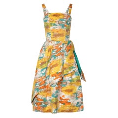 Vintage 1950s Horrockses Cotton Abstract Print Dress