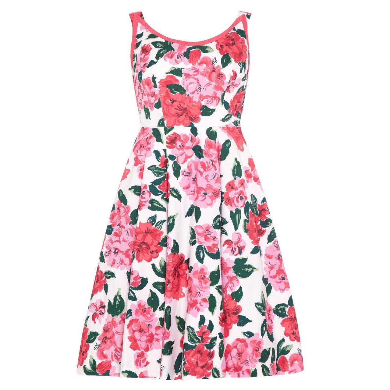 1950s Horrockses Floral Cotton Dress With Scoop Back
