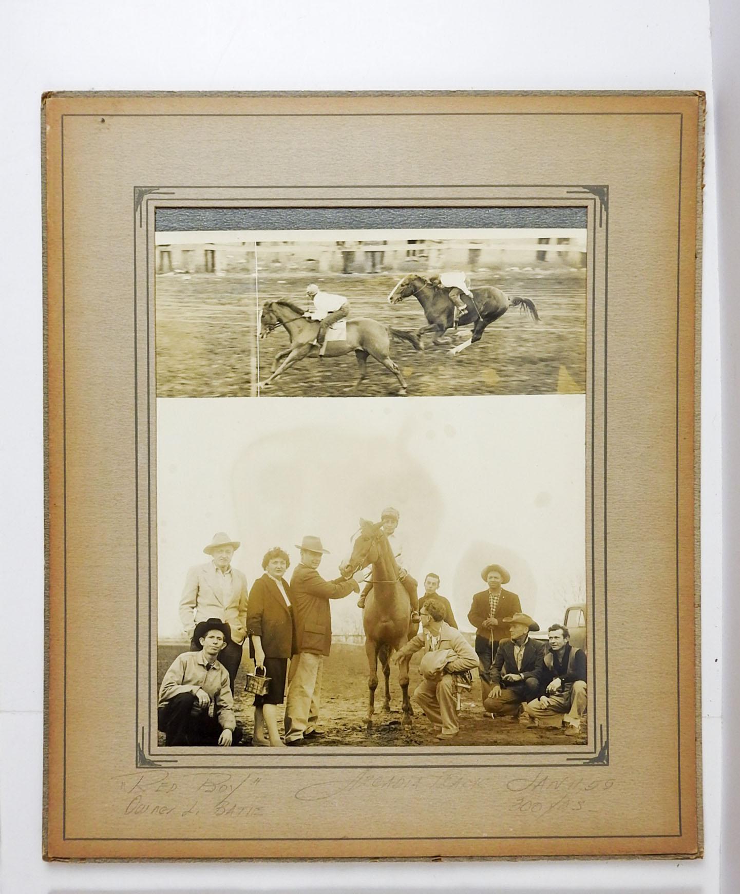 Rustique Photographies de courses de chevaux des années 1950 - Lot de 4 en vente