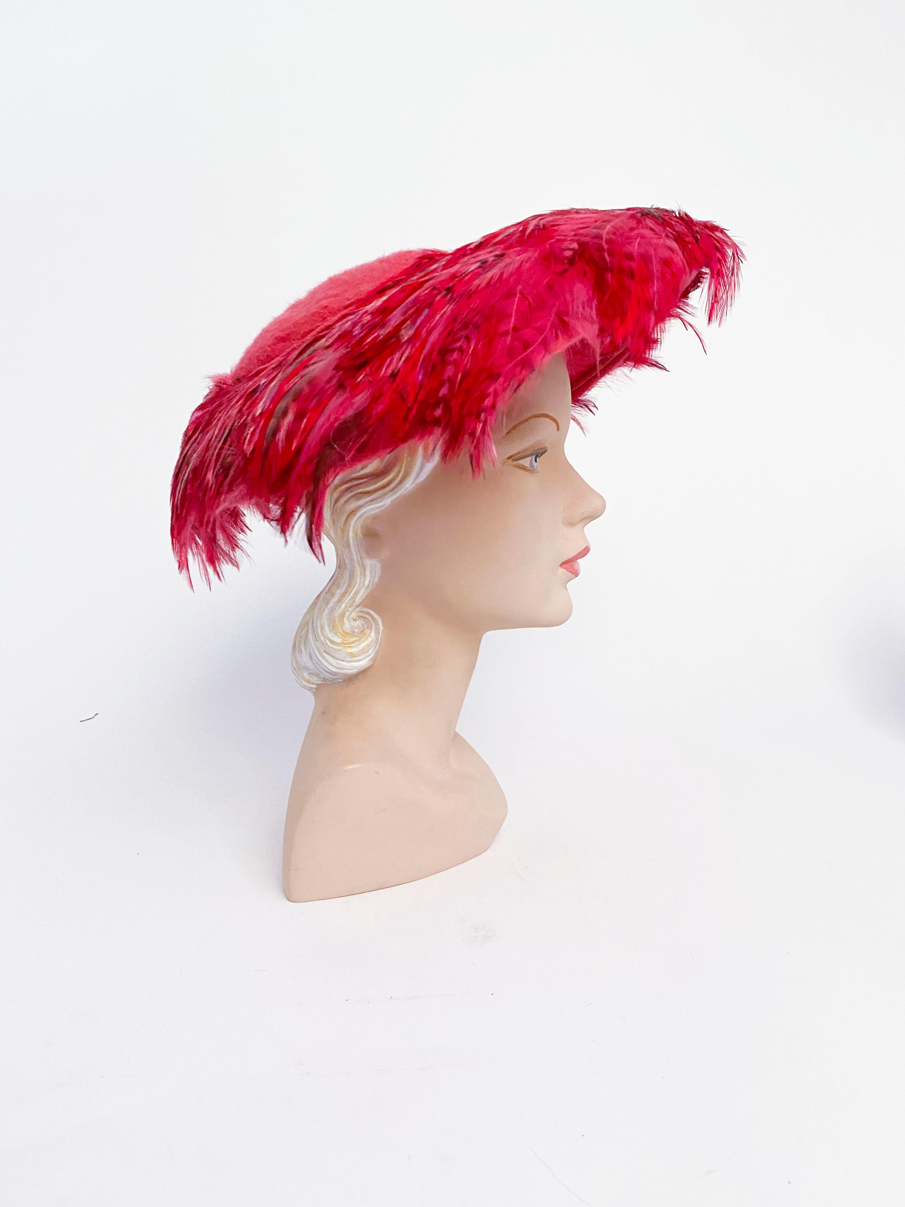 pink feather hat