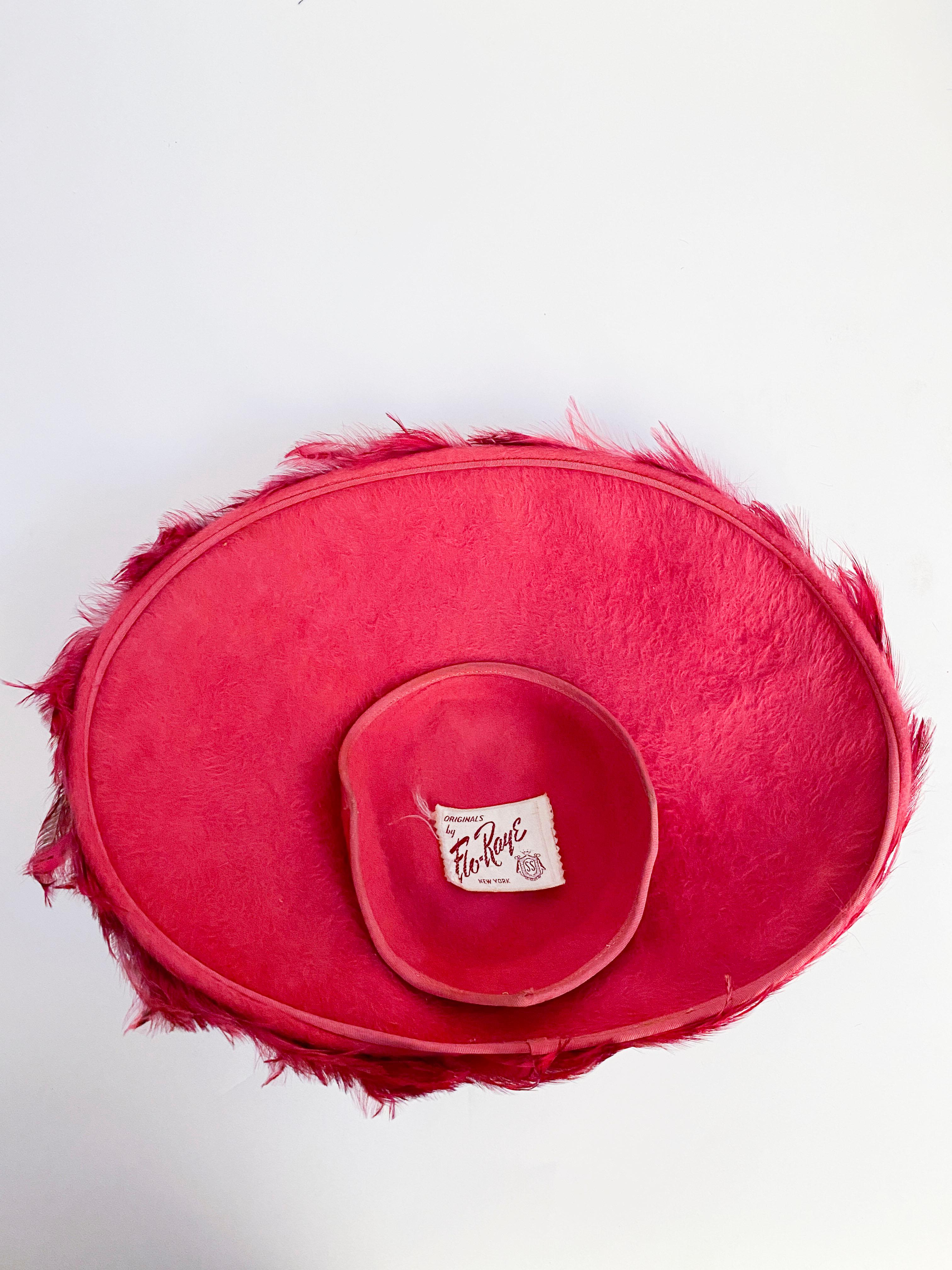 Women's 1950s Hot Pink Feathered Picture Hat