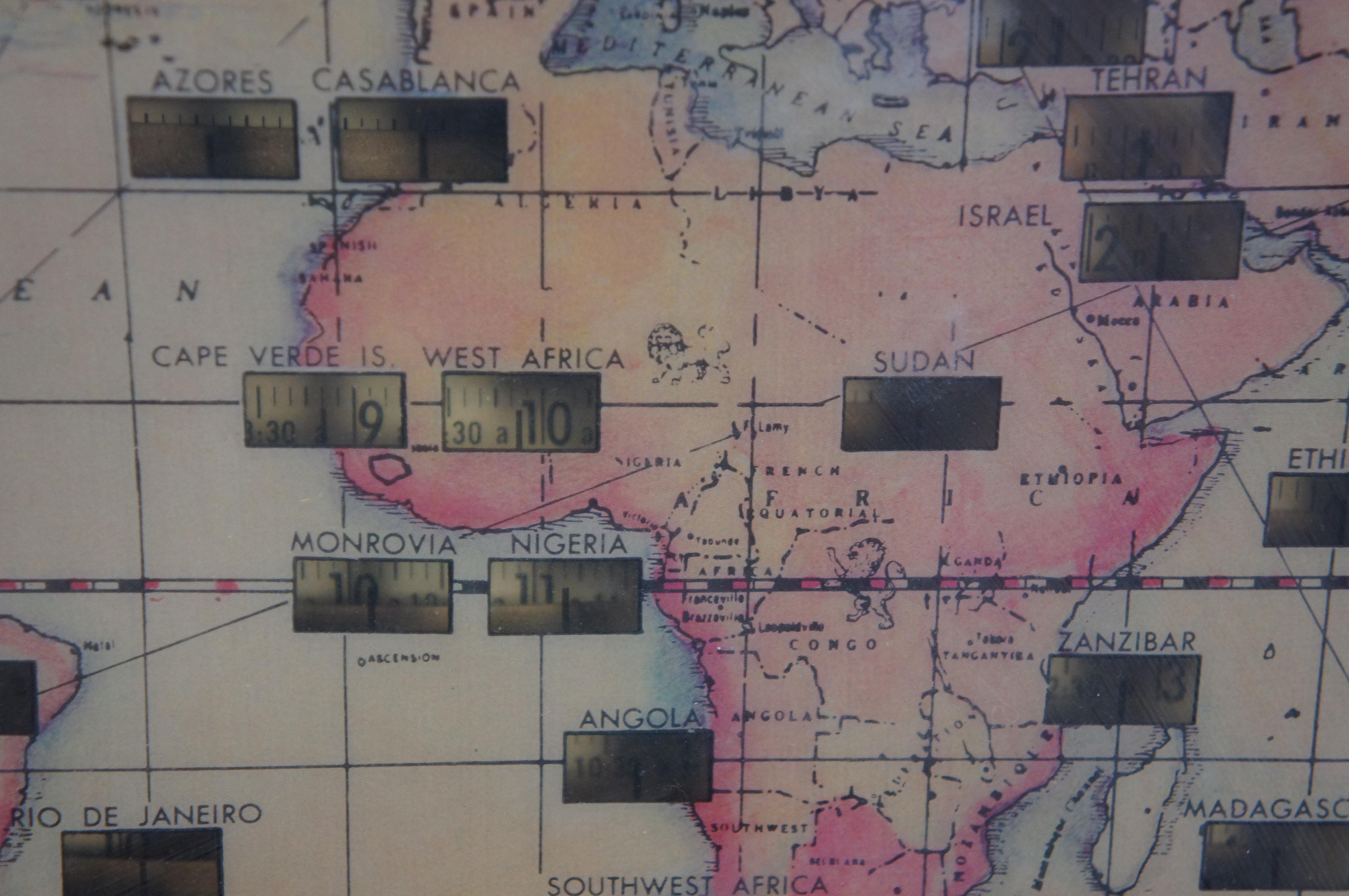 1950’s Howard Miller World Time Zone Illuminated Mantel Clock 612371