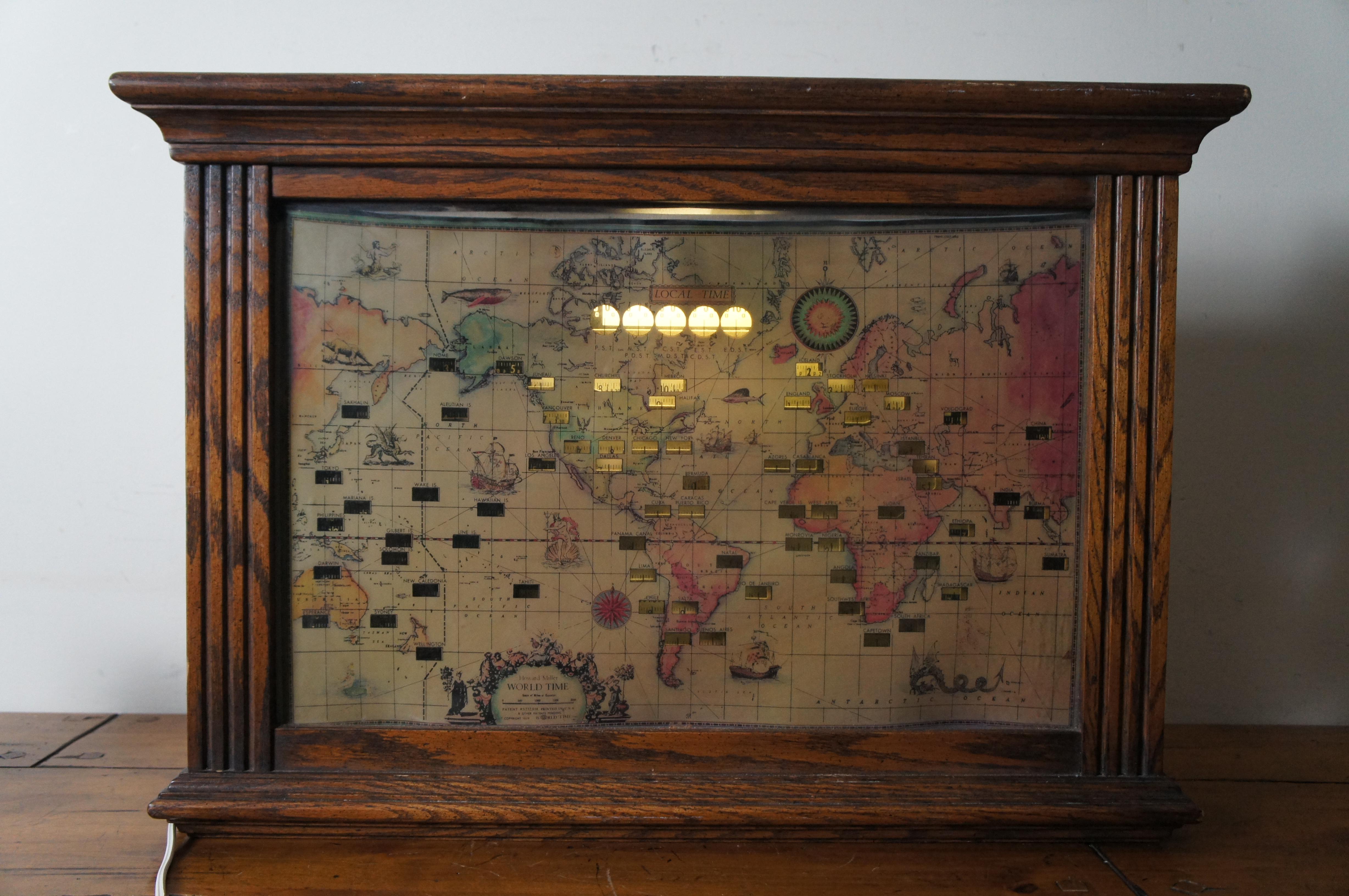 1950’s Howard Miller World Time Zone Illuminated Mantel Clock 612371