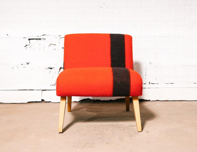 1950s Hudson's Bay Blanket Upholstered Slipper Chair at 1stDibs