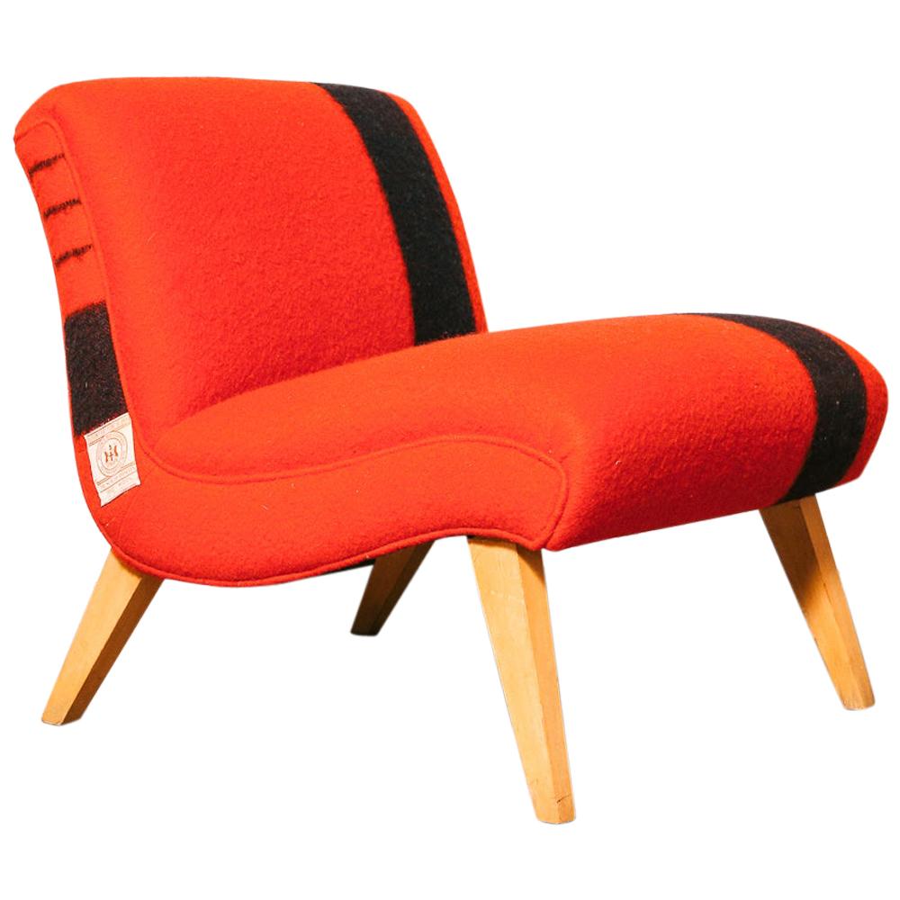1950s Hudson's Bay Blanket Upholstered Slipper Chair