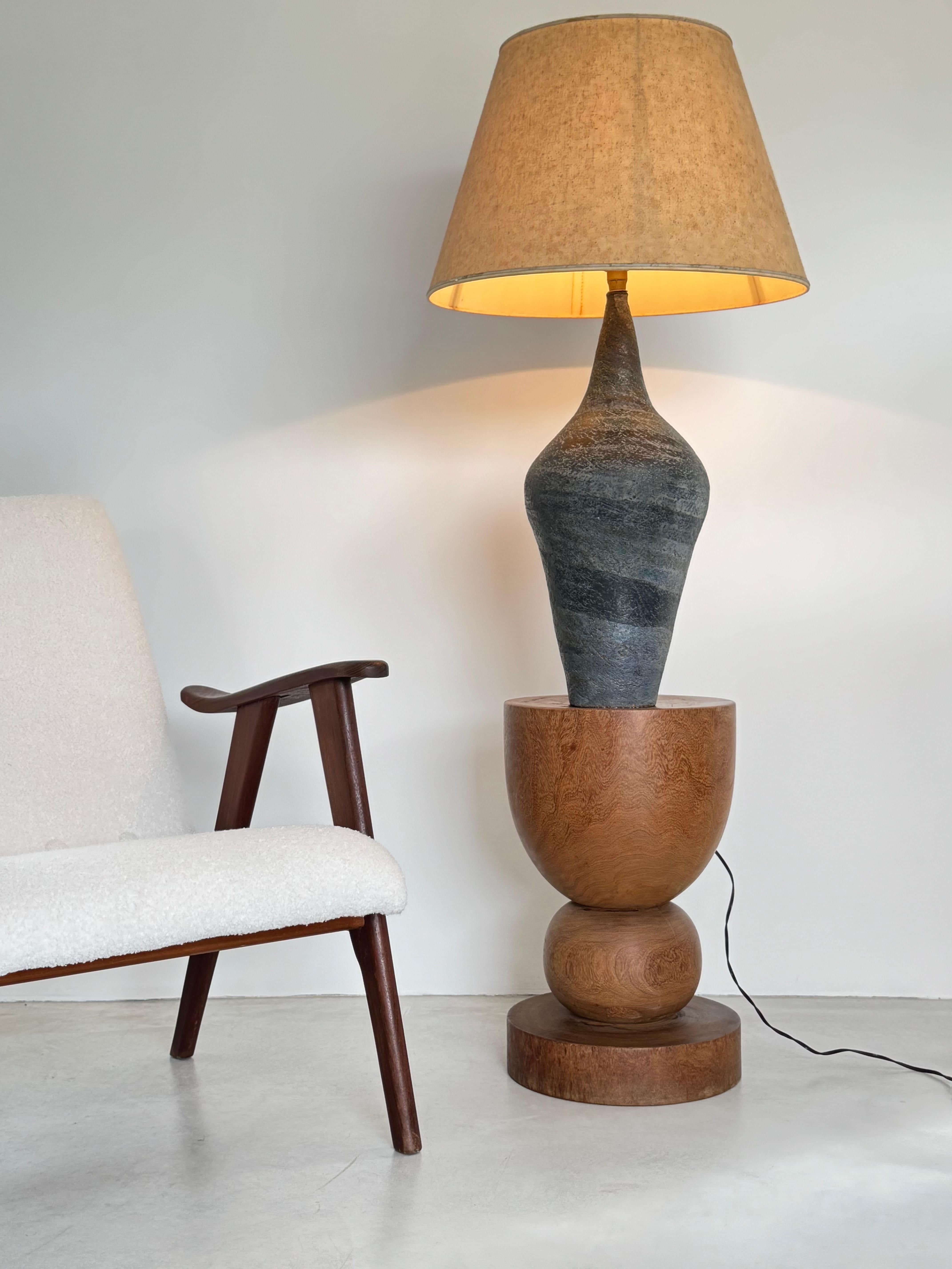 Mid-Century Modern 1960s Huge ceramic Lamp – Attributed to the French Ceramicists 