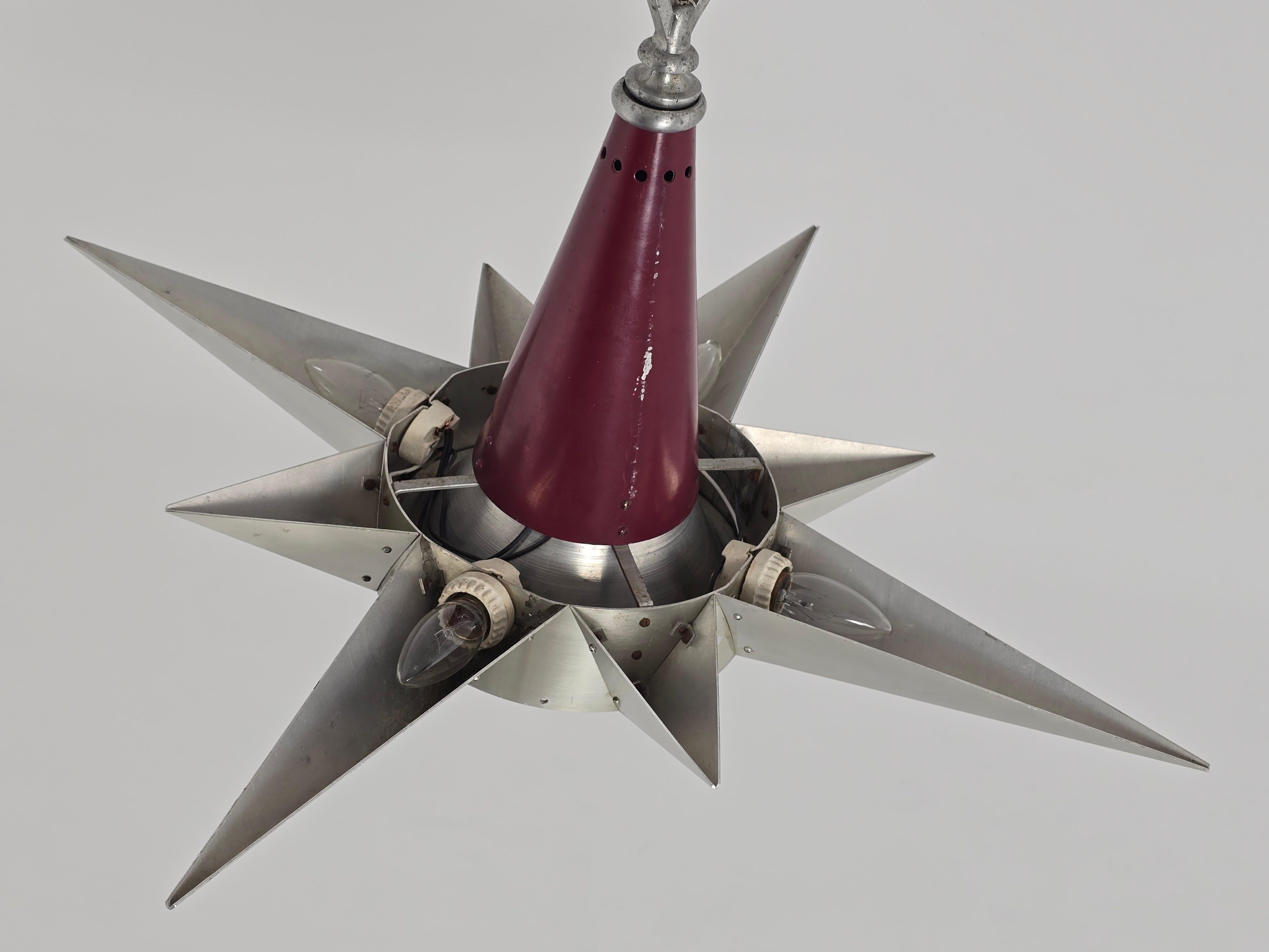 1950s  Huge Church Star Shaped Pendant  with 5 lights For Sale 5