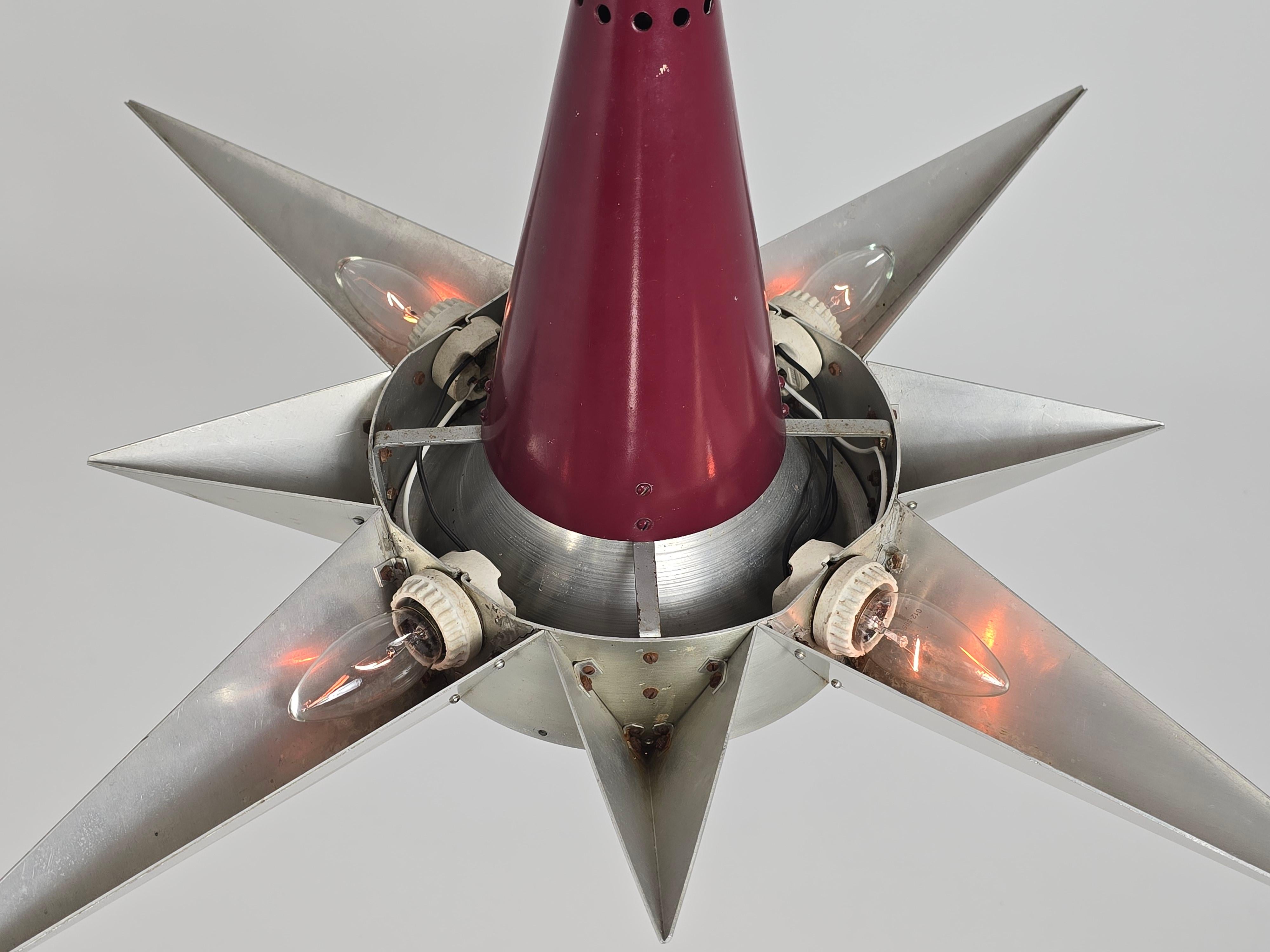 1950s  Huge Church Star Shaped Pendant  with 5 lights For Sale 6