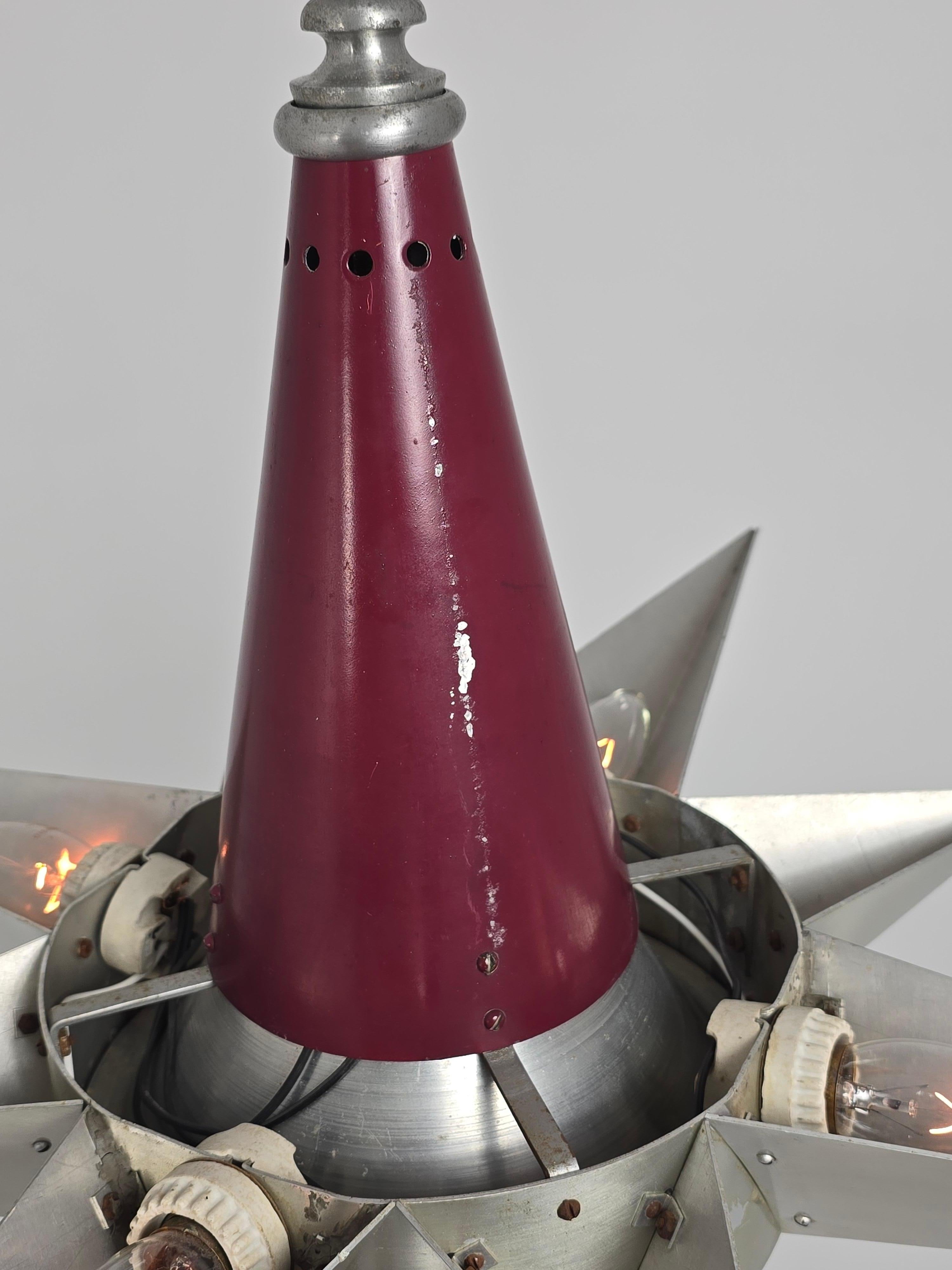 1950s  Huge Church Star Shaped Pendant  with 5 lights For Sale 7