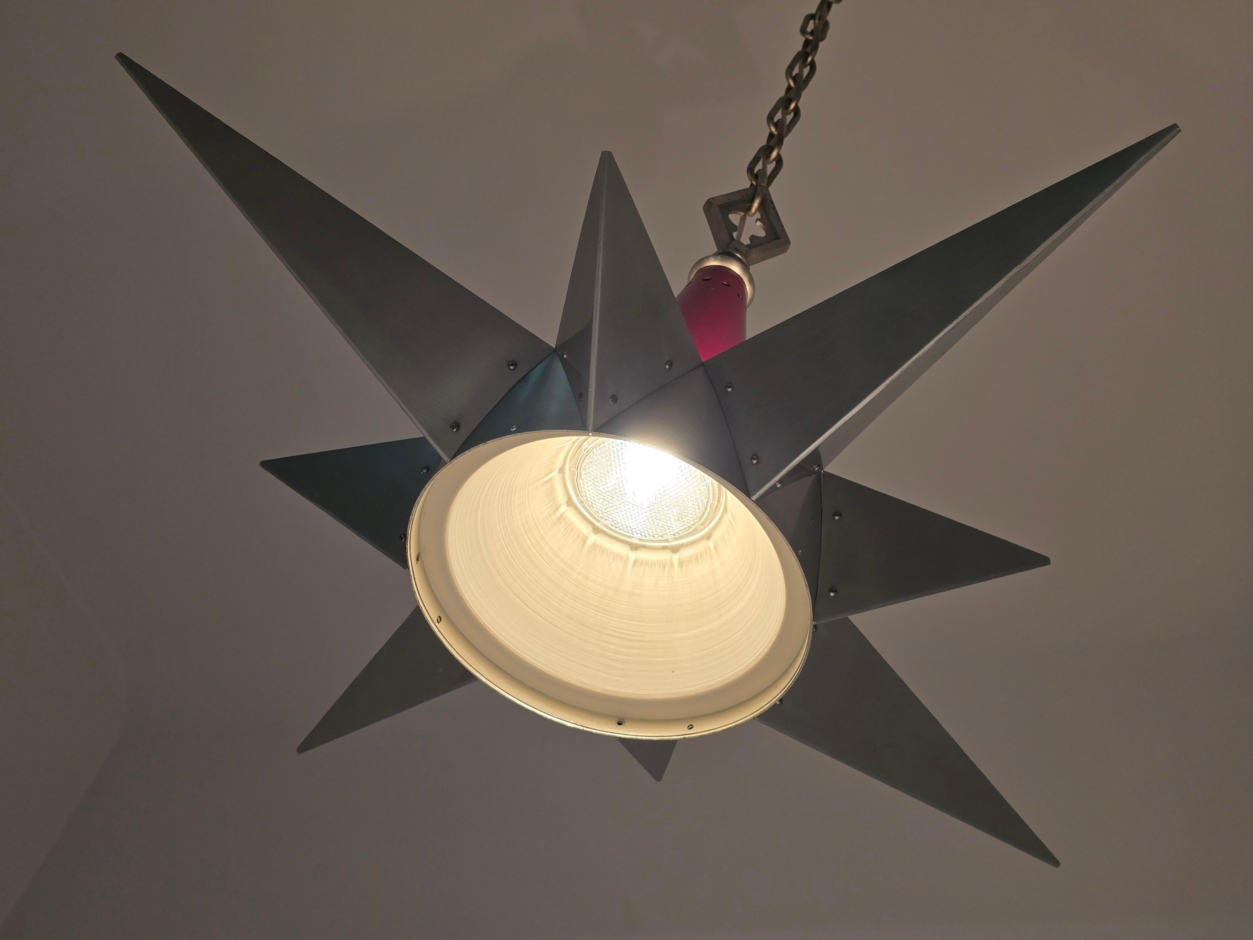 Mid-Century Modern 1950s  Huge Church Star Shaped Pendant  with 5 lights For Sale