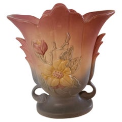 1950s Hull Art Pottery Pink Vase Art Deco Double Handle