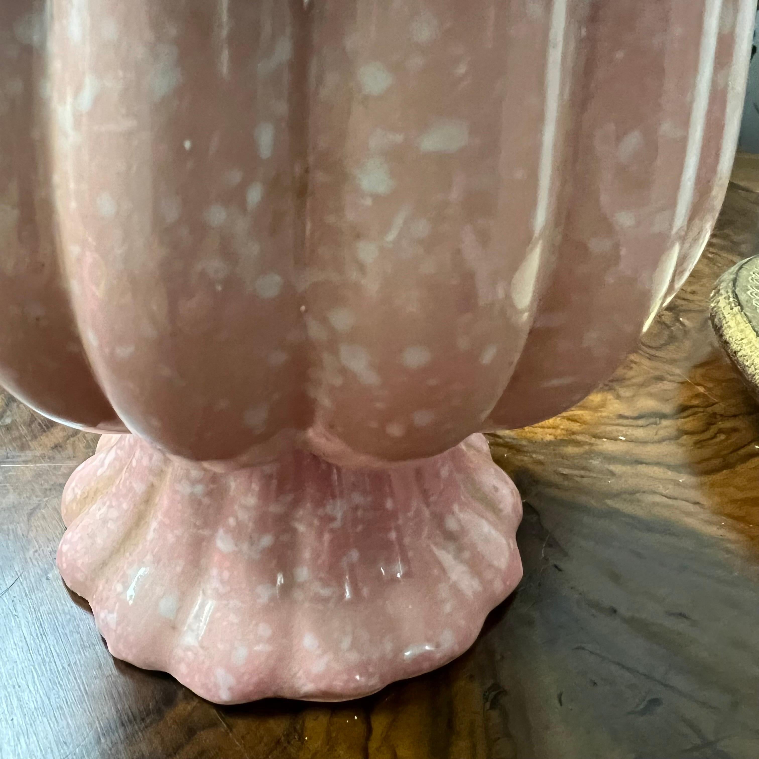 1950s Hull Pottery Pink and Turquoise Footed Planter For Sale 3