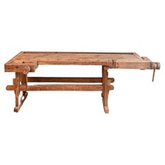 Établi en bois hongrois des années 1950