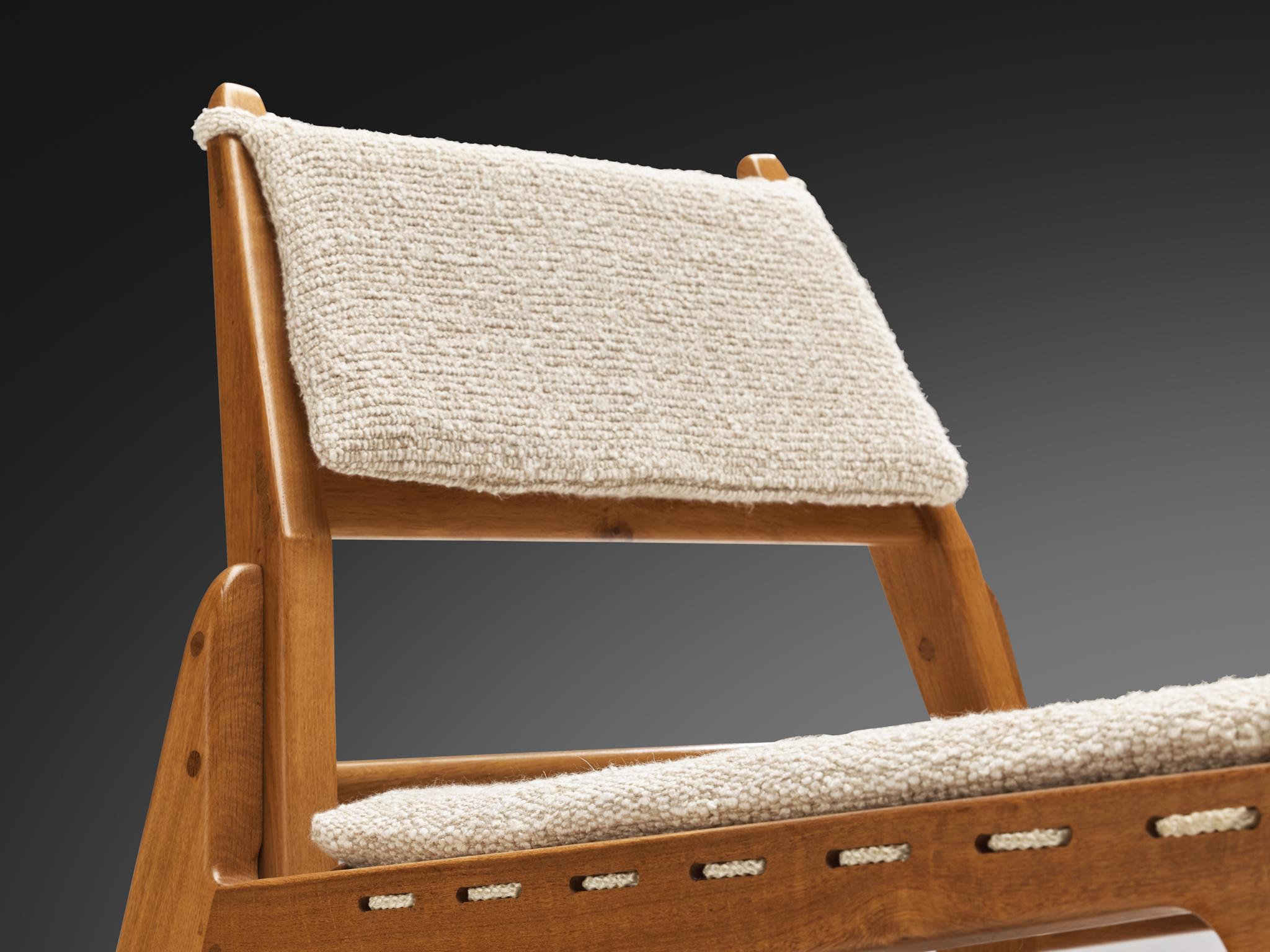 Mid-20th Century 1950s 'Hunting' Lounge Chairs with Ottomans in Solid Oak