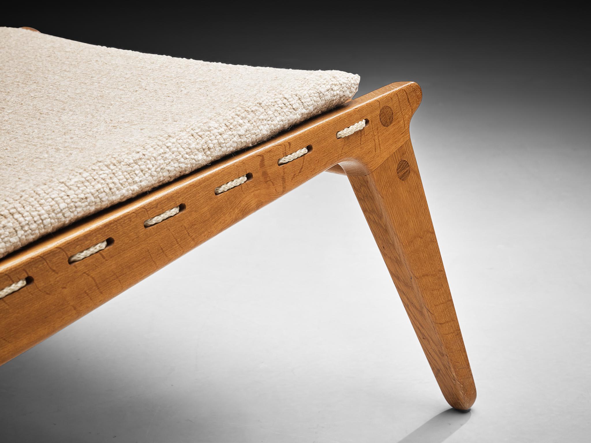 Fabric 1950s 'Hunting' Lounge Chairs with Ottomans in Solid Oak