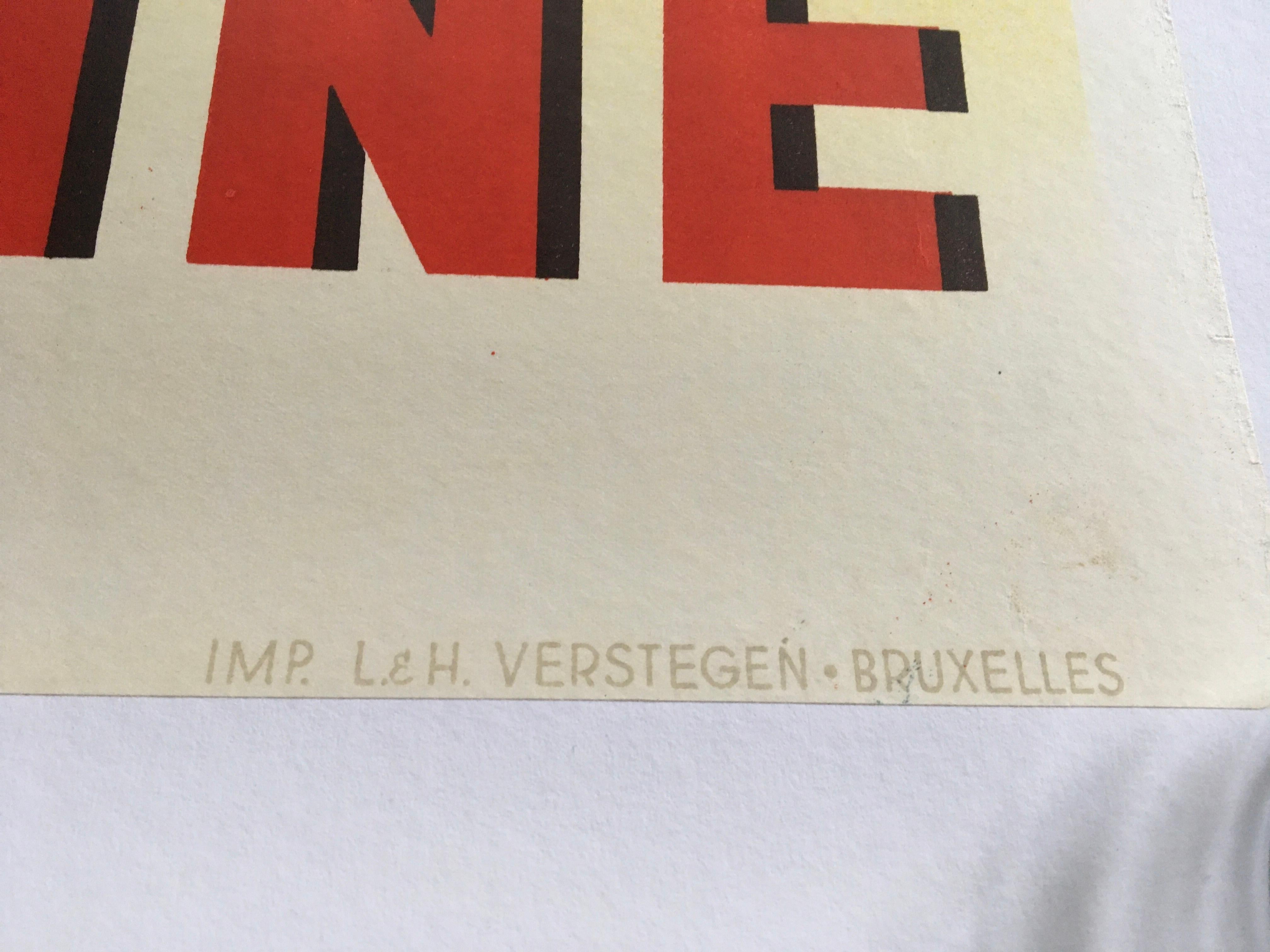 1950s Hurricane Bicycle Poster, Linen Backed, Belgium 6