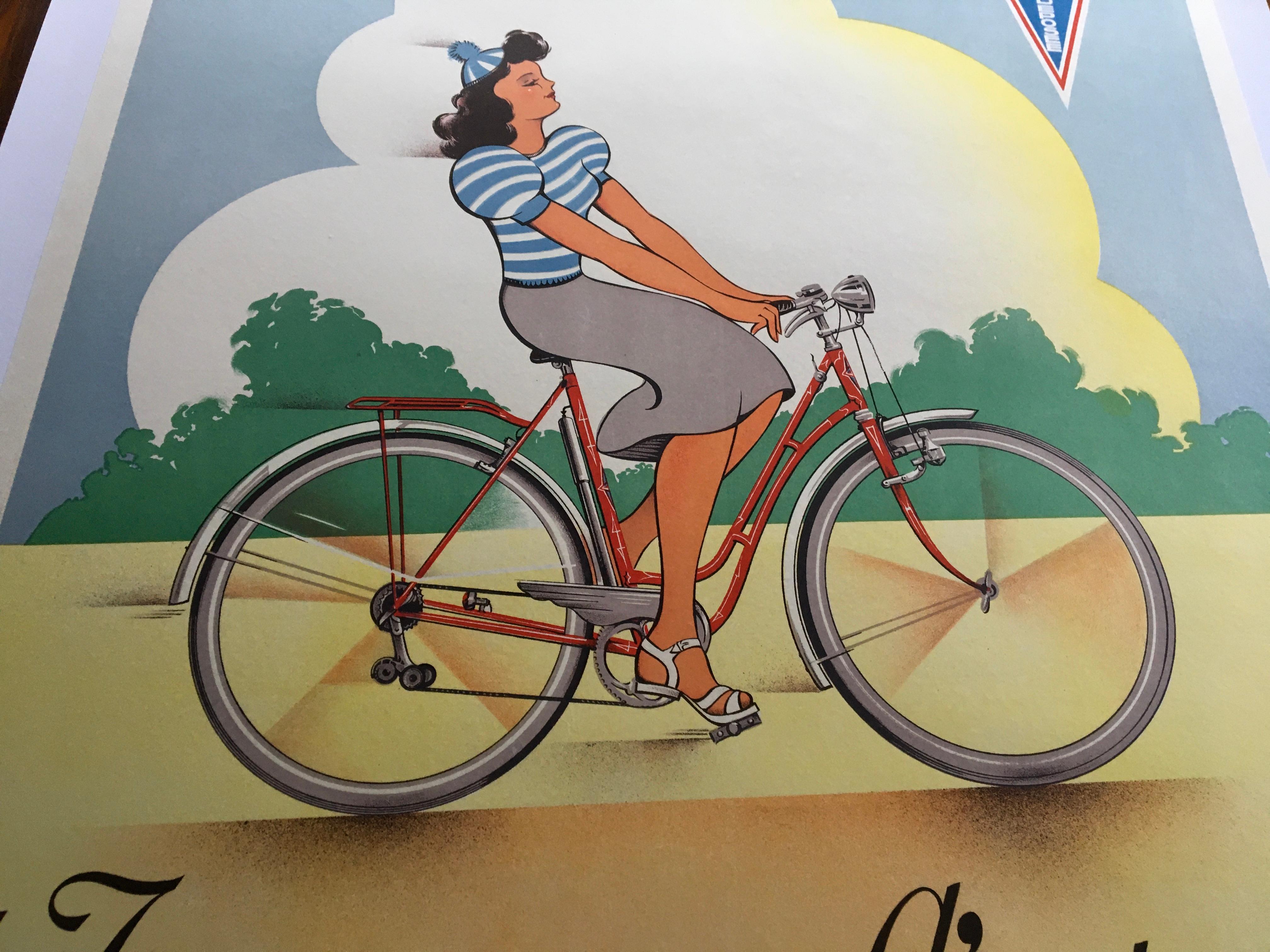 Belgian 1950s Hurricane Bicycle Poster, Linen Backed, Belgium