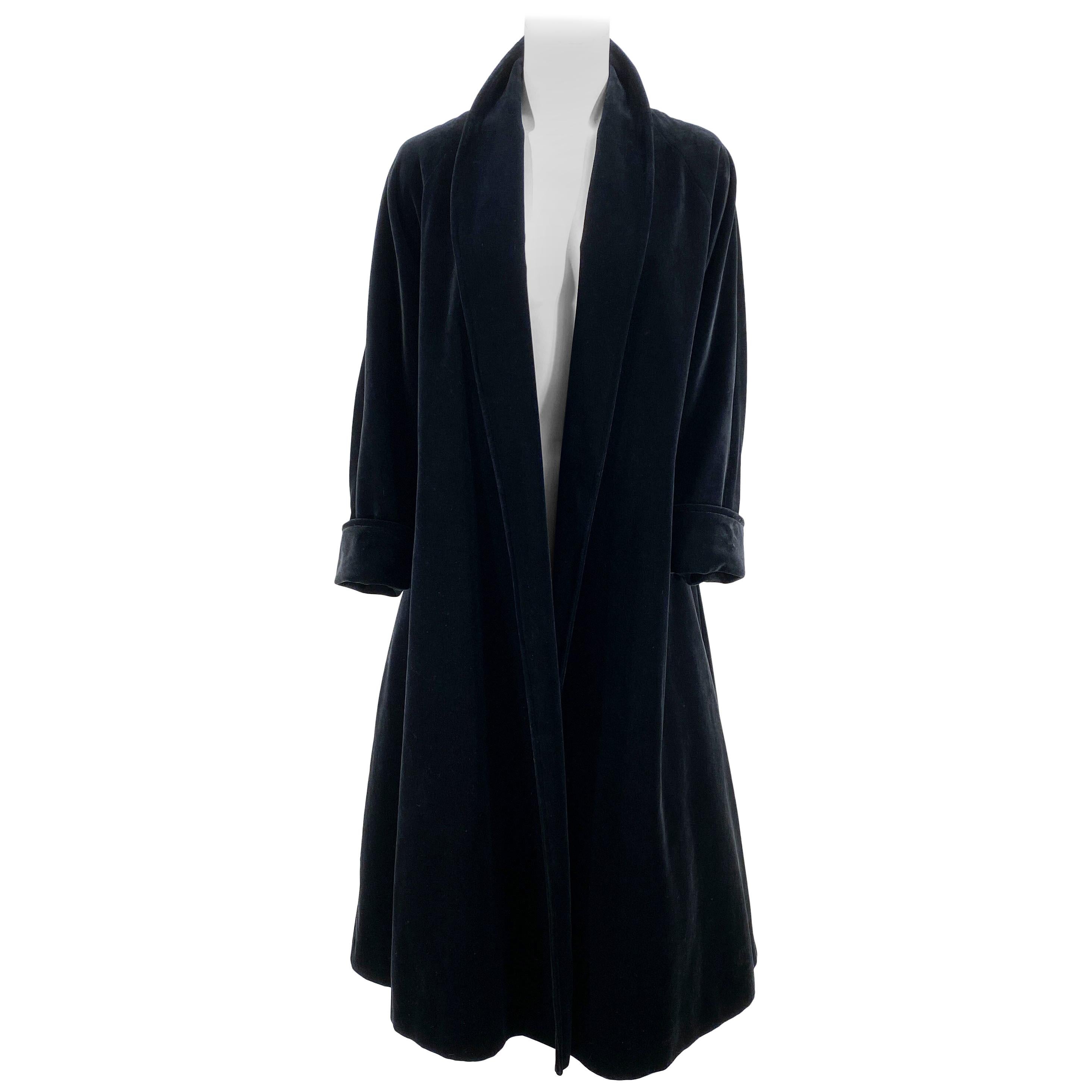 1950s I. Magnin Black Velvet Evening Coat