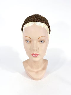 1950s I. Magnin Copper Beaded Cocktail Hat