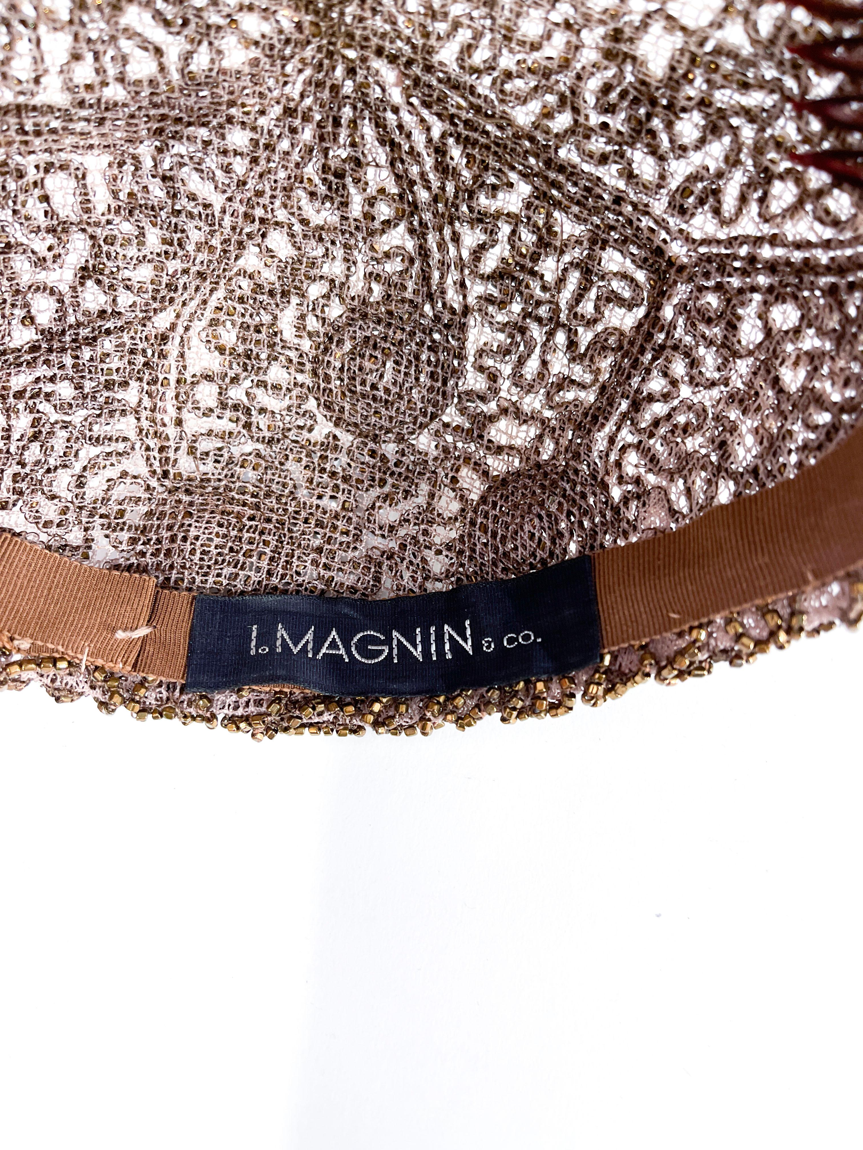 1950s I. Magnin Copper Beaded Cocktail Hat In Good Condition For Sale In San Francisco, CA