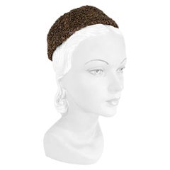 1950s I. Magnin Copper Beaded Cocktail Hat