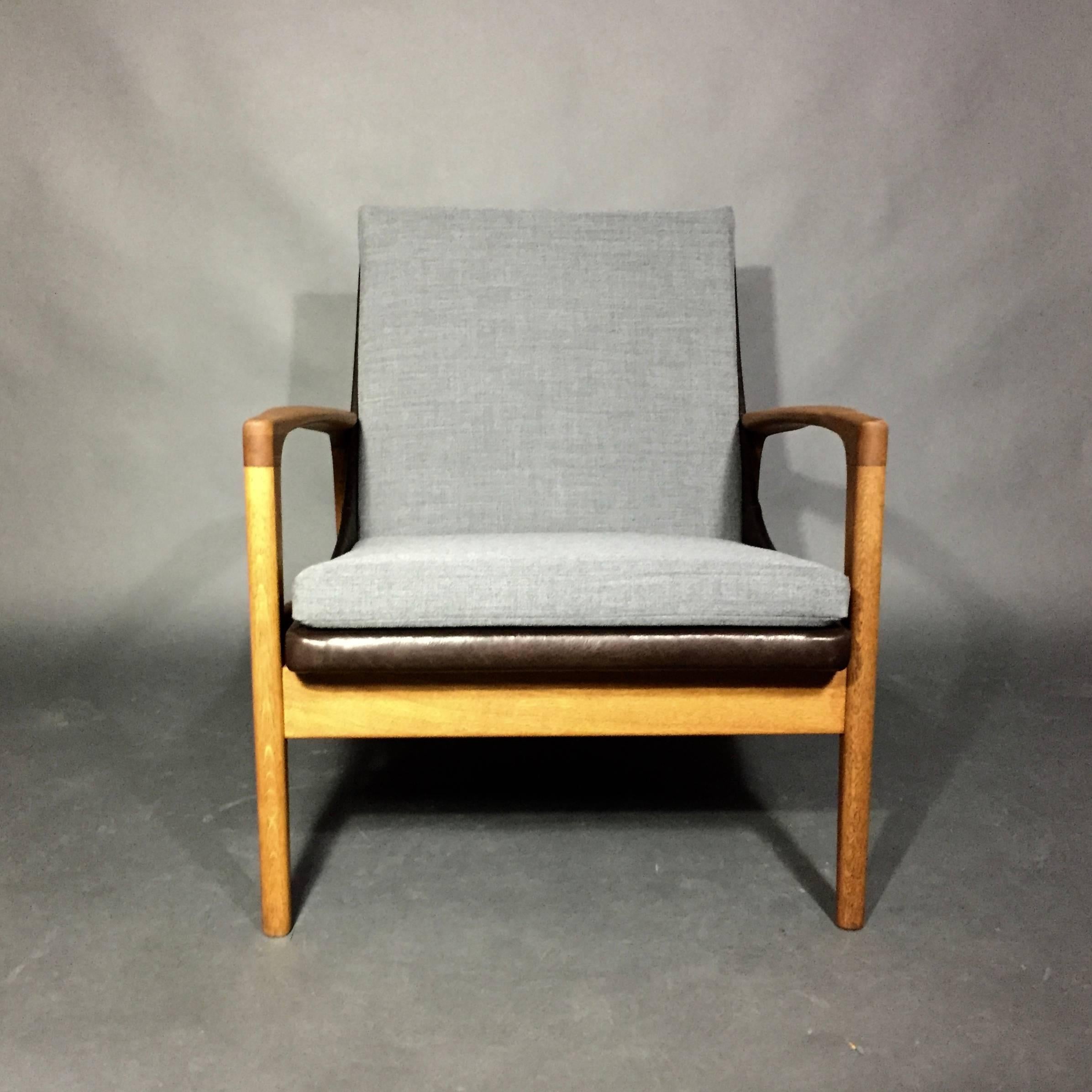 Mid-20th Century 1950s Ib Kofod-Larsen Attributed Lounge Chair, AB Trensums, Sweden For Sale